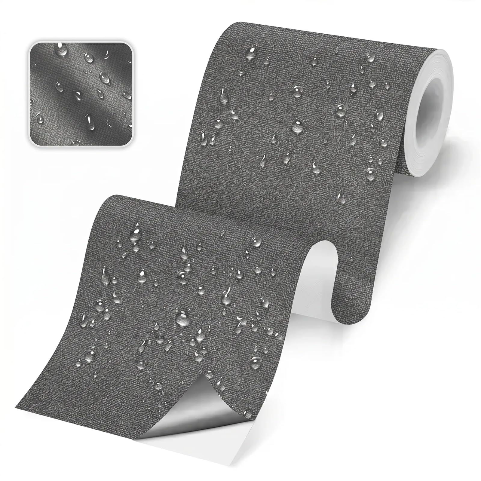 Skystuff Self-Adhesive Canvas Repair Tape, Heavy Duty Waterproof Fabric Repair Patches for Sofa, Chair, Awning, Tent, Clothes, Camping Outdoor Gear, Instant Strong Fix, 10x200cm, Dark Grey
