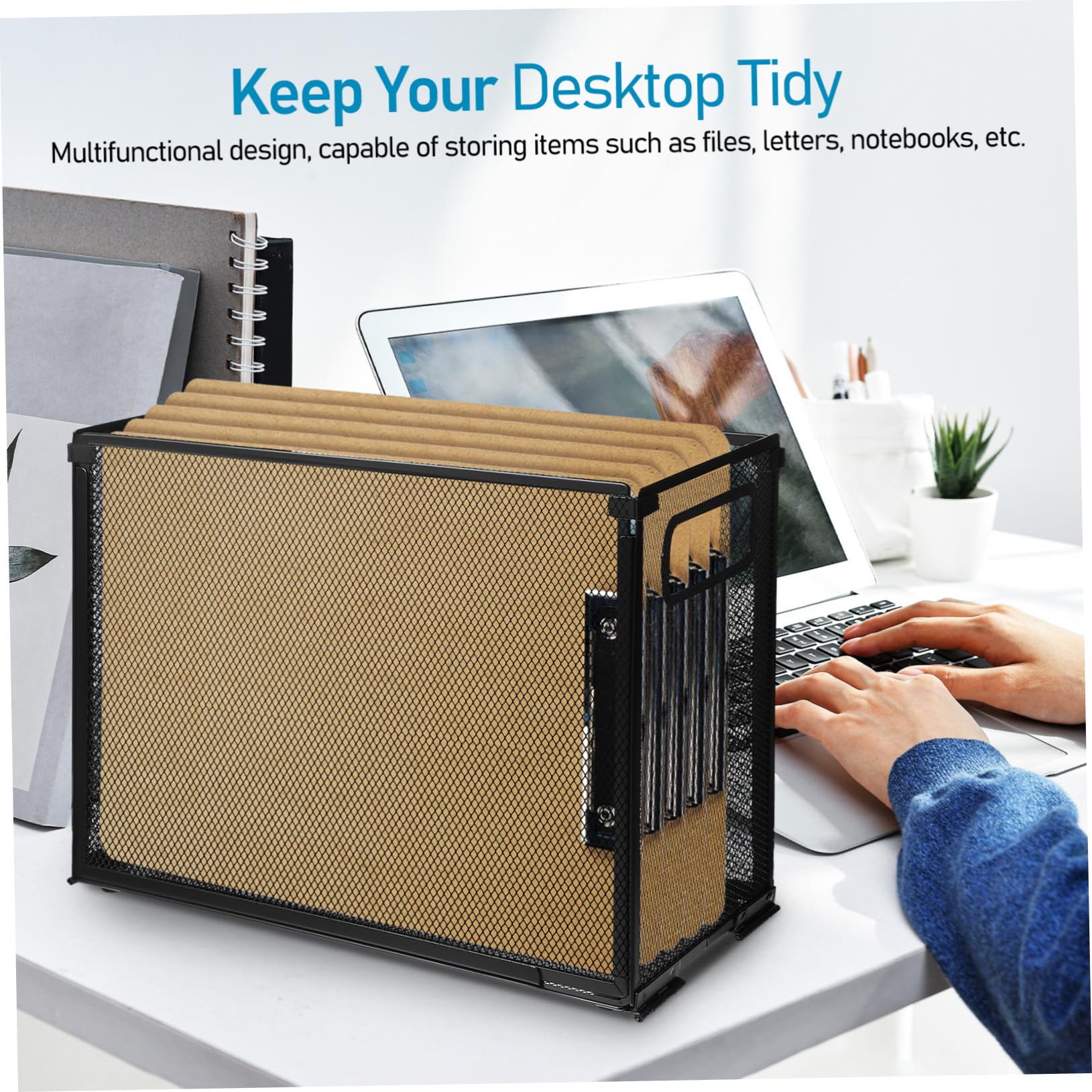 VILLCASE Caja De Archivos Archivador Organizador De Escritorio Soporte Metálico para Carpetas Portadocumentos De Malla para Organizar Documentos Oficina