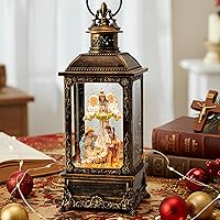 Vista 31 de Linterna de globo de nieve de Navidad, linterna brillante de agua iluminada con cable USB y funciona a baterías, para regalos y decoración de Pesebre