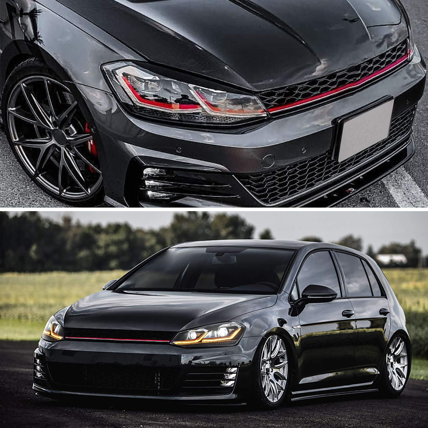 VLAND Faros delanteros y luces traseras para Golf 7 MK7 TDI TSI 2013-2017, luces traseras con indicador secuencial,con itv