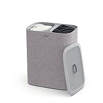 Joseph Joseph Tota Cesto da Biancheria per panni sporchi con separatore da 90 litri, 2 sacchi per il lavaggio rimovibili con maniglie, Grigio