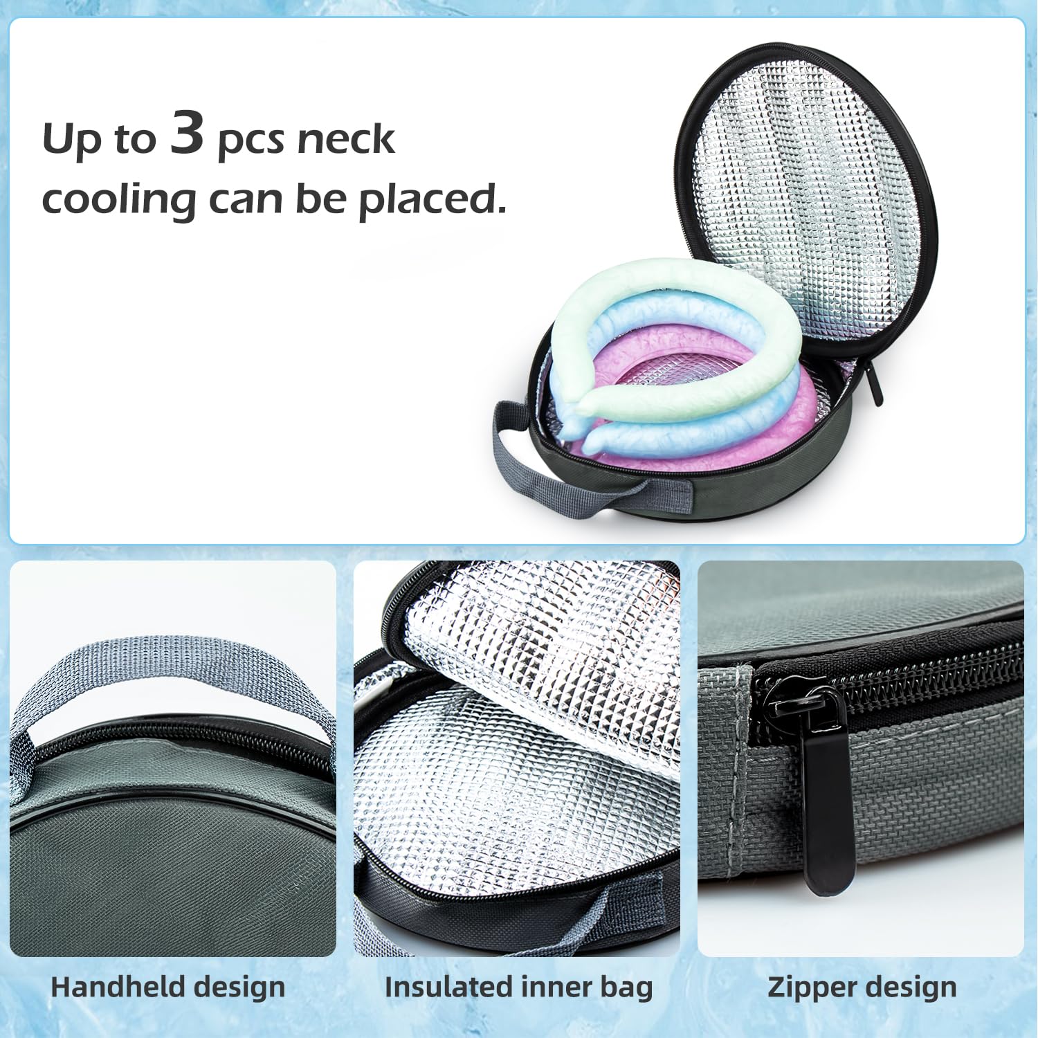 2 tubi di raffreddamento per il collo con borsa isolante fredda, riutilizzabili, indossabili, per raffreddare il collo per il calore estivo all'aperto e al chiuso (blu)