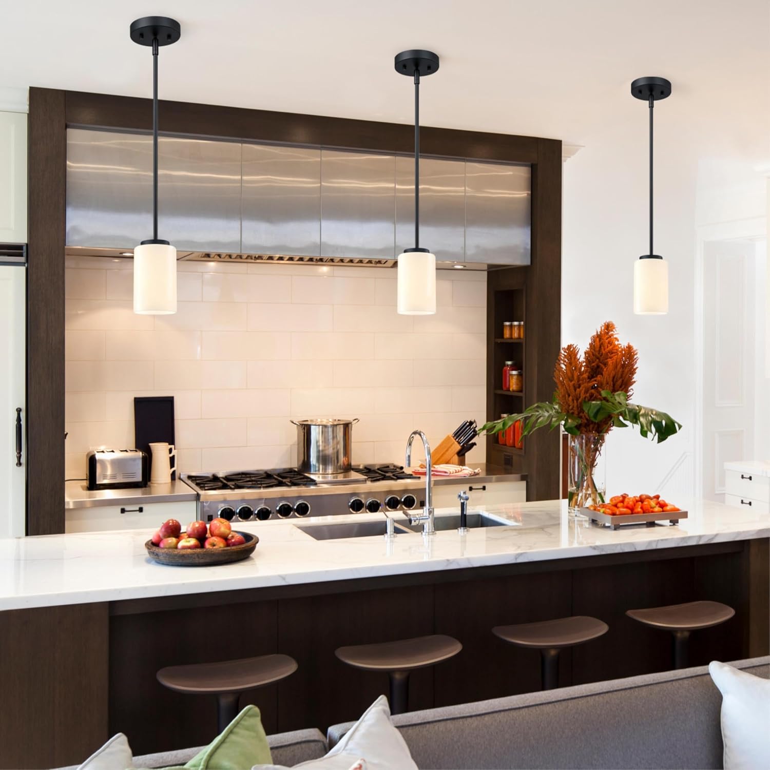 Westinghouse Lighting Shamus Traditional One-Light Indoor Mini Pendant Light, Matte Black Finish