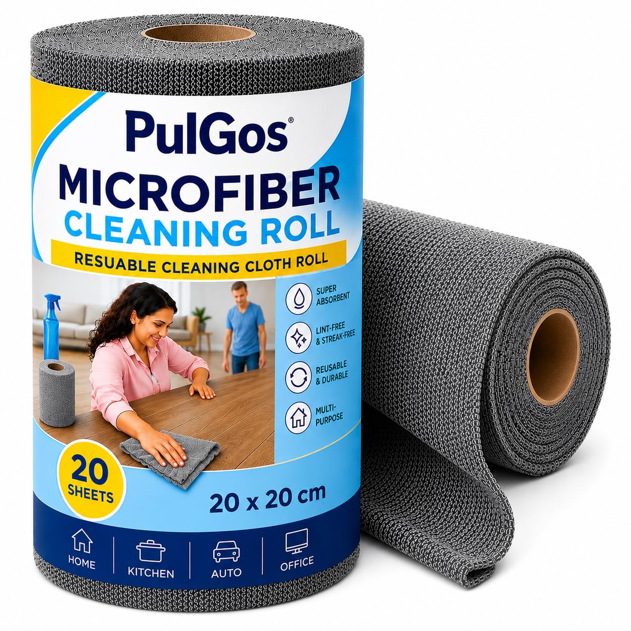 PulGos Microfiber Cleaning Cloth Roll - 50 Reusable Tear Off Towels for Kitchen, Home & Car - Ultra Absorbent Lint-Free Multipurpose Rags - Soft Washable Dish Cloths for Household Cleaning & Dusting-image-43