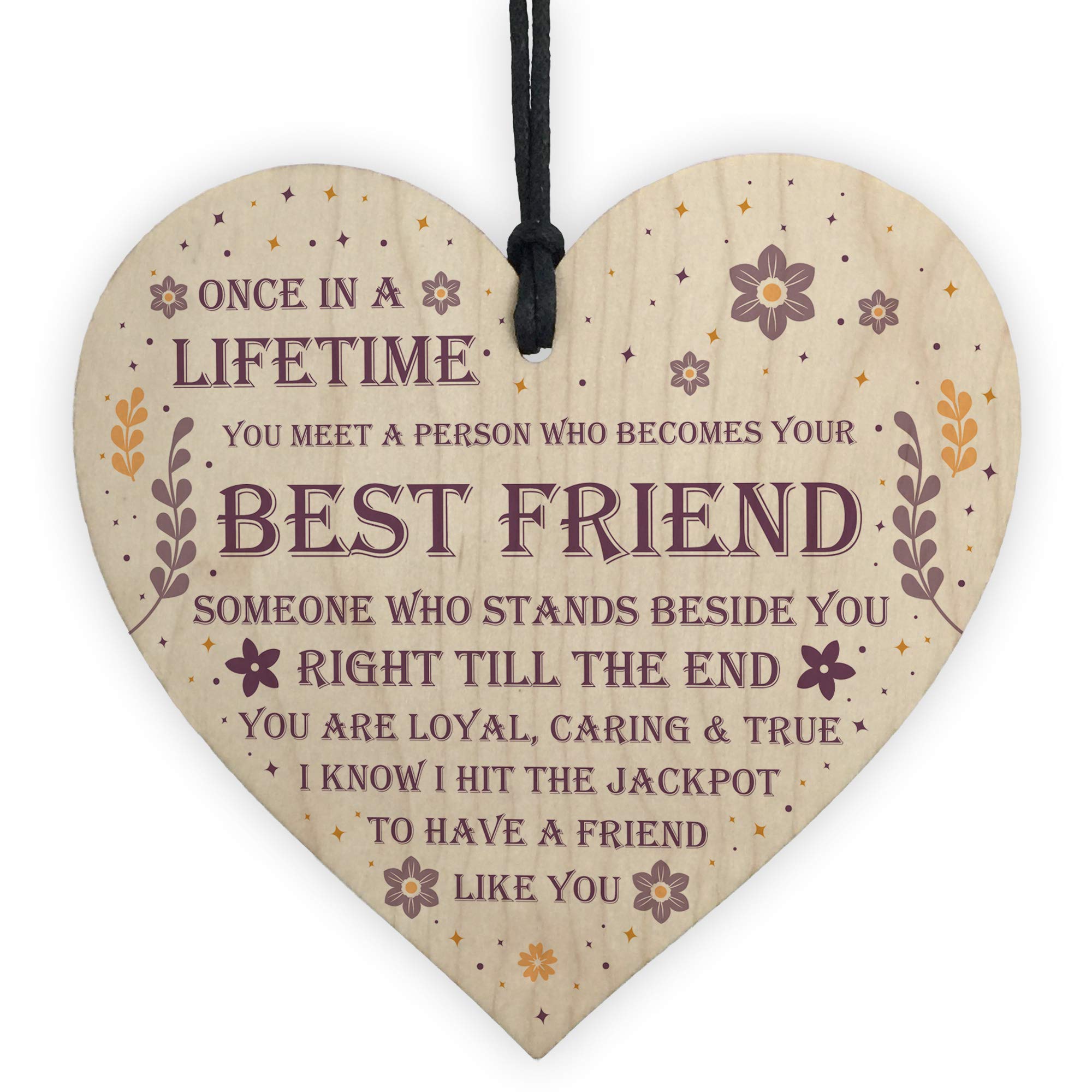 Red Ocean Women's Multicolour Best Friend Plaque Wooden Hanging Heart Friendship Sign Best Friend Birthday Xmas Gift