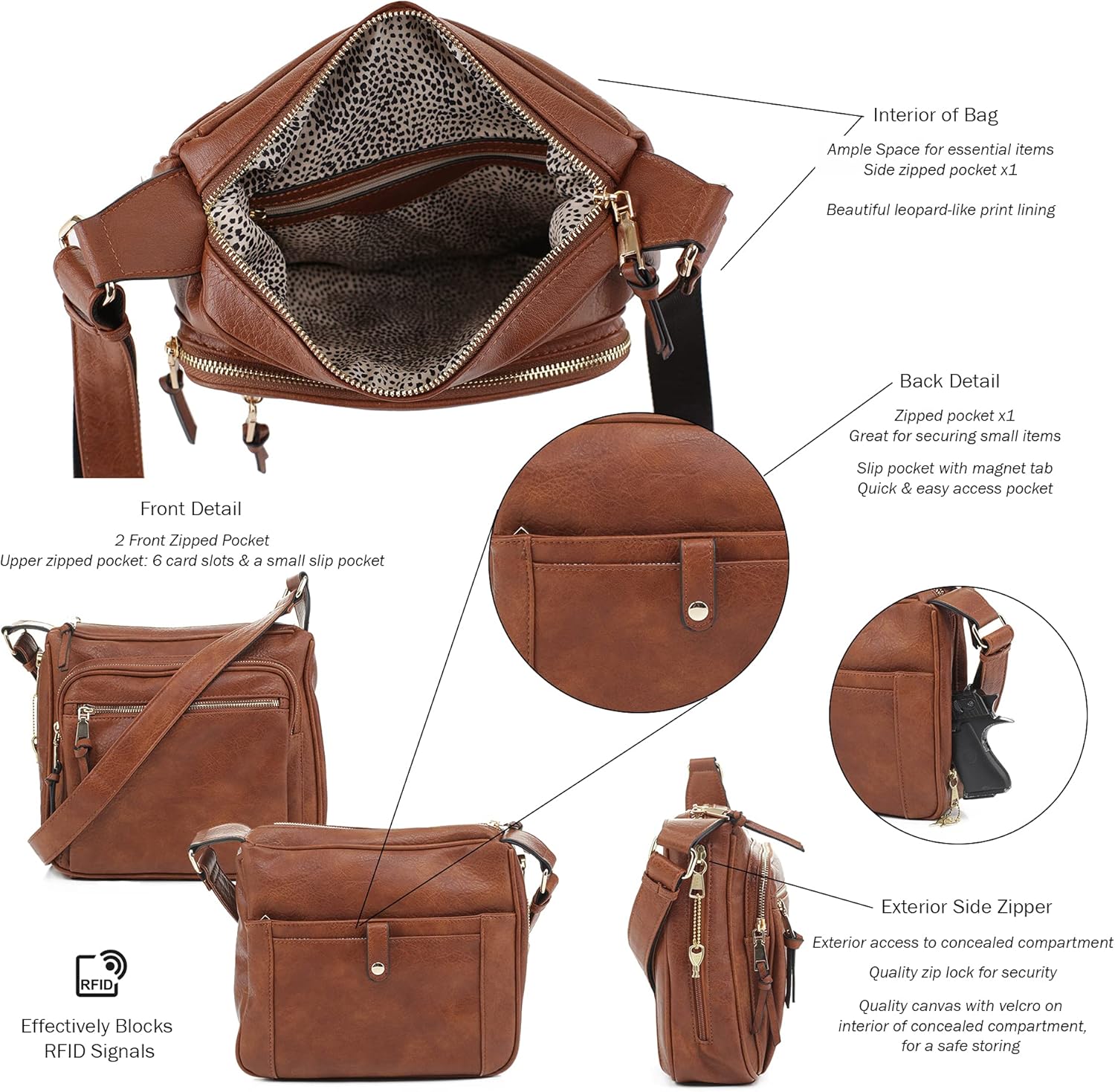 JESSIE & JAMES | Concealed Carry RFID Blocking Crossbody Purse for Women with Lock and Key - Image 5