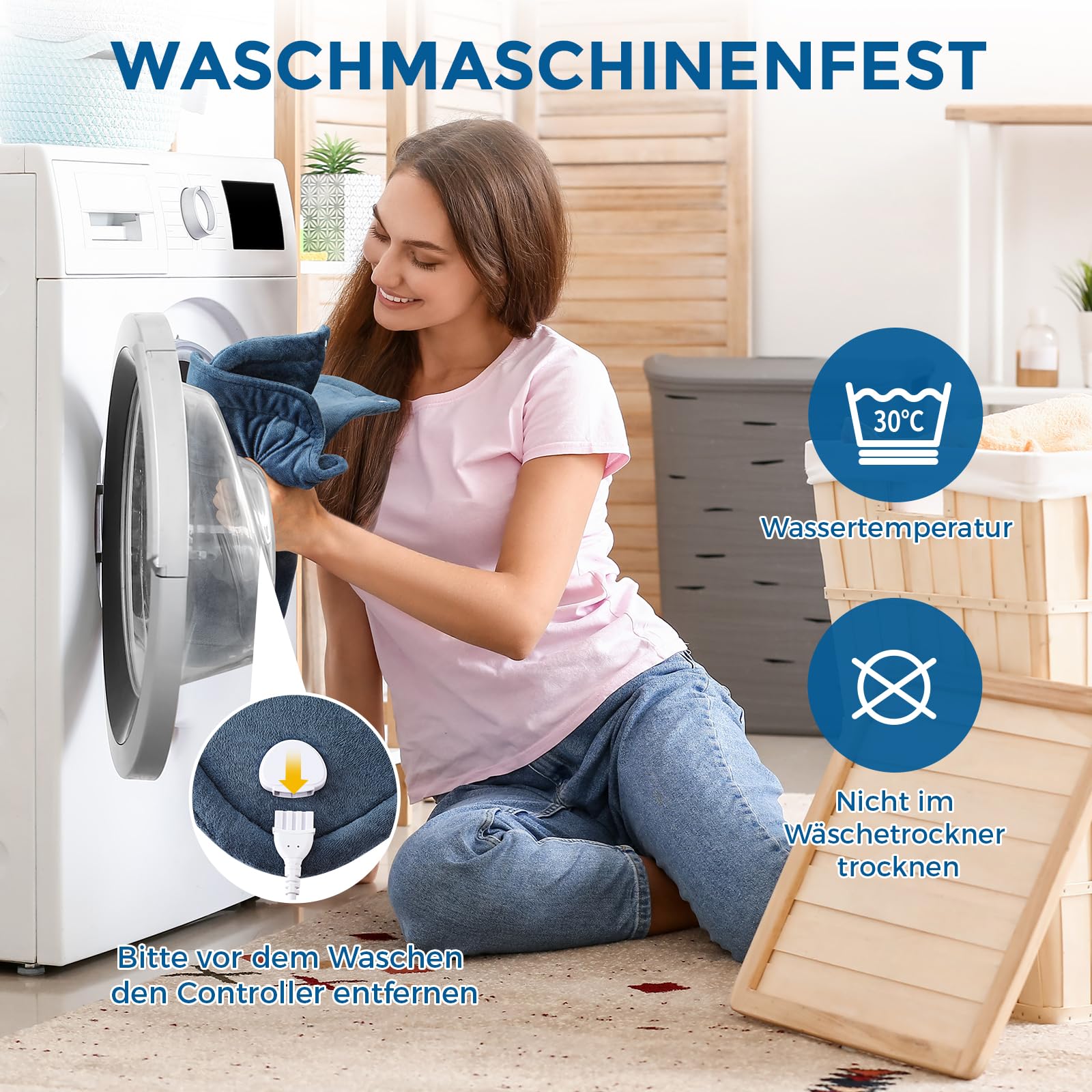 Mowend Elektryczna poduszka grzewcza na kark, ramiona z automatycznym wyłączaniem, szybkie nagrzewanie i ochrona przed przegrzaniem PTC, nadaje się do prania w pralce, do suchych i wilgotnych (58 x 42