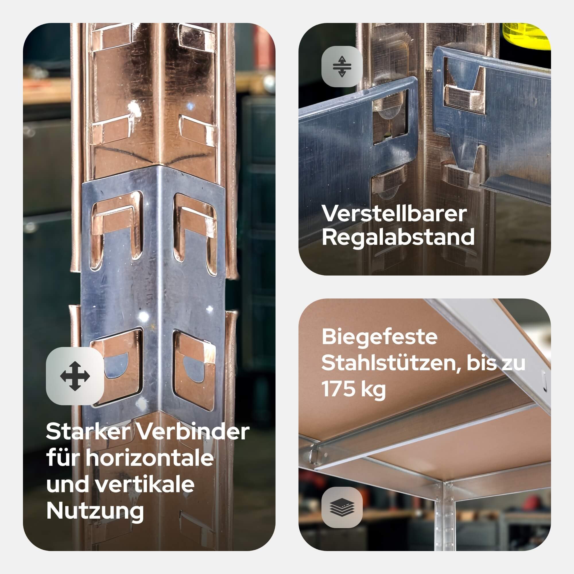 Arebos 2er Set Schwerlastregal 180 x 90 x 40 | 875kg Tragkraft | 0,63 mm | 5 verstellbare MDF-Platten Regal Lagerregal Kellerregal Steckregal Werkstattregal verzinkt