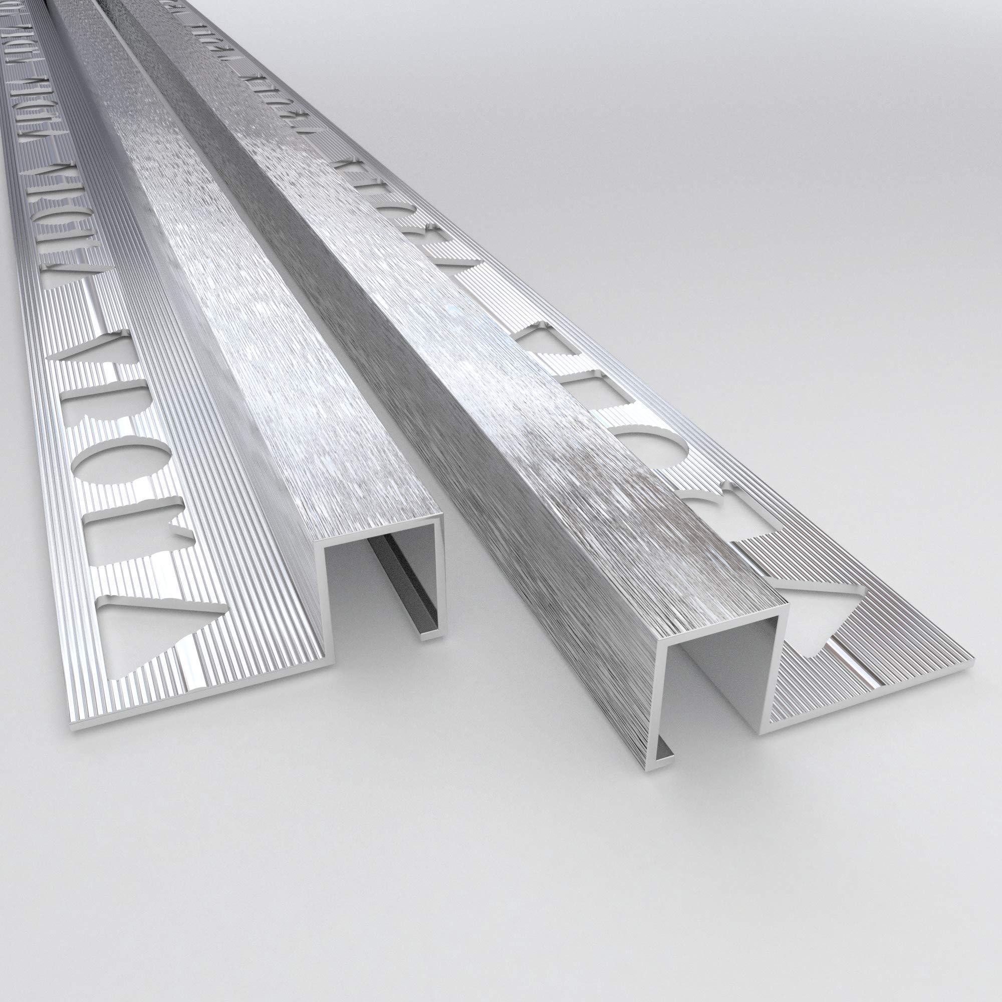 10 x Tile Trim Box Shape Vroma Deep brushed Chrome (12mm)