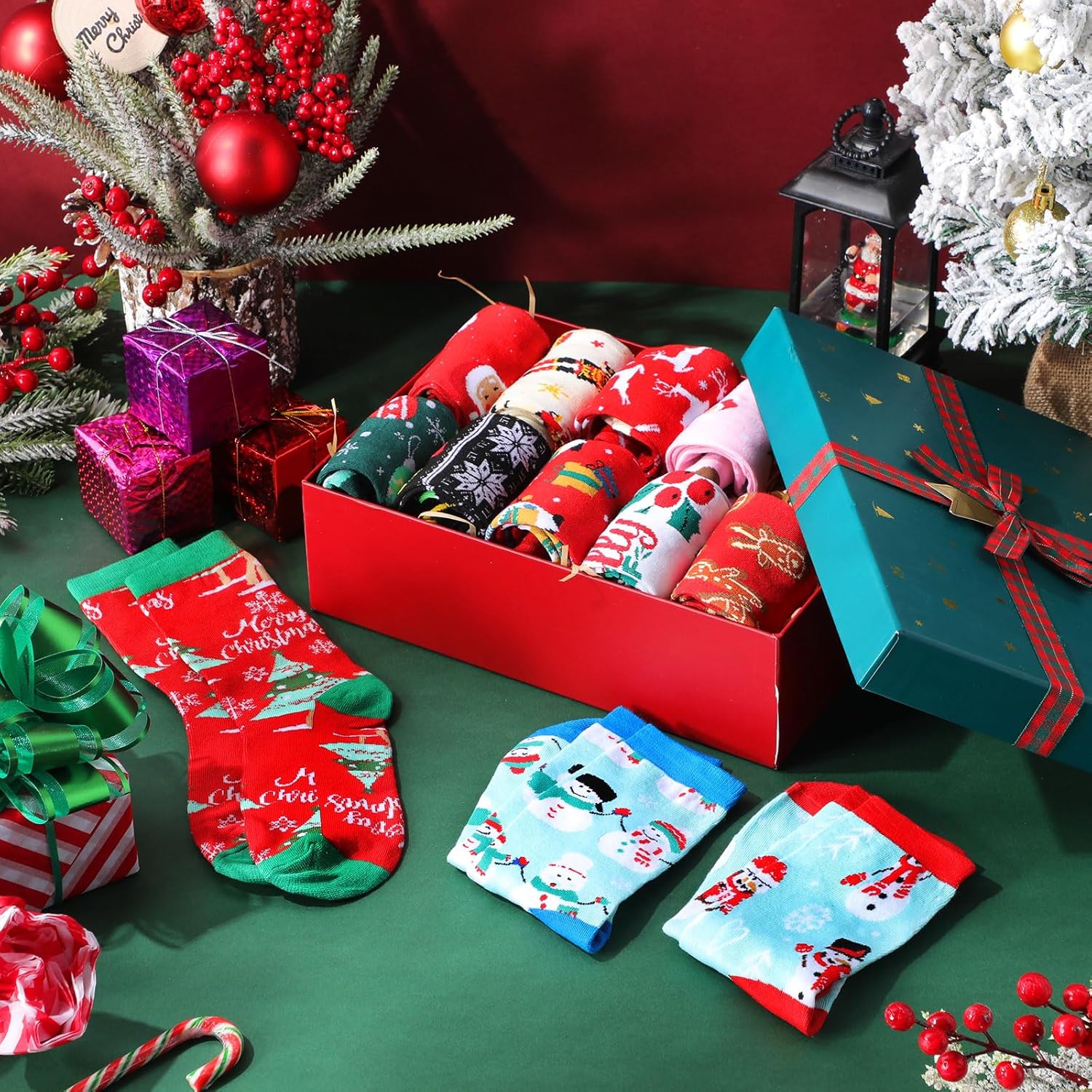 Cuffbow 12 Pairs Easter Sock Gift Bulk for Women Men Adult Teacher Nurse Doctor Christmas Xmas Holiday Festival Sock Gift(Lively Style)