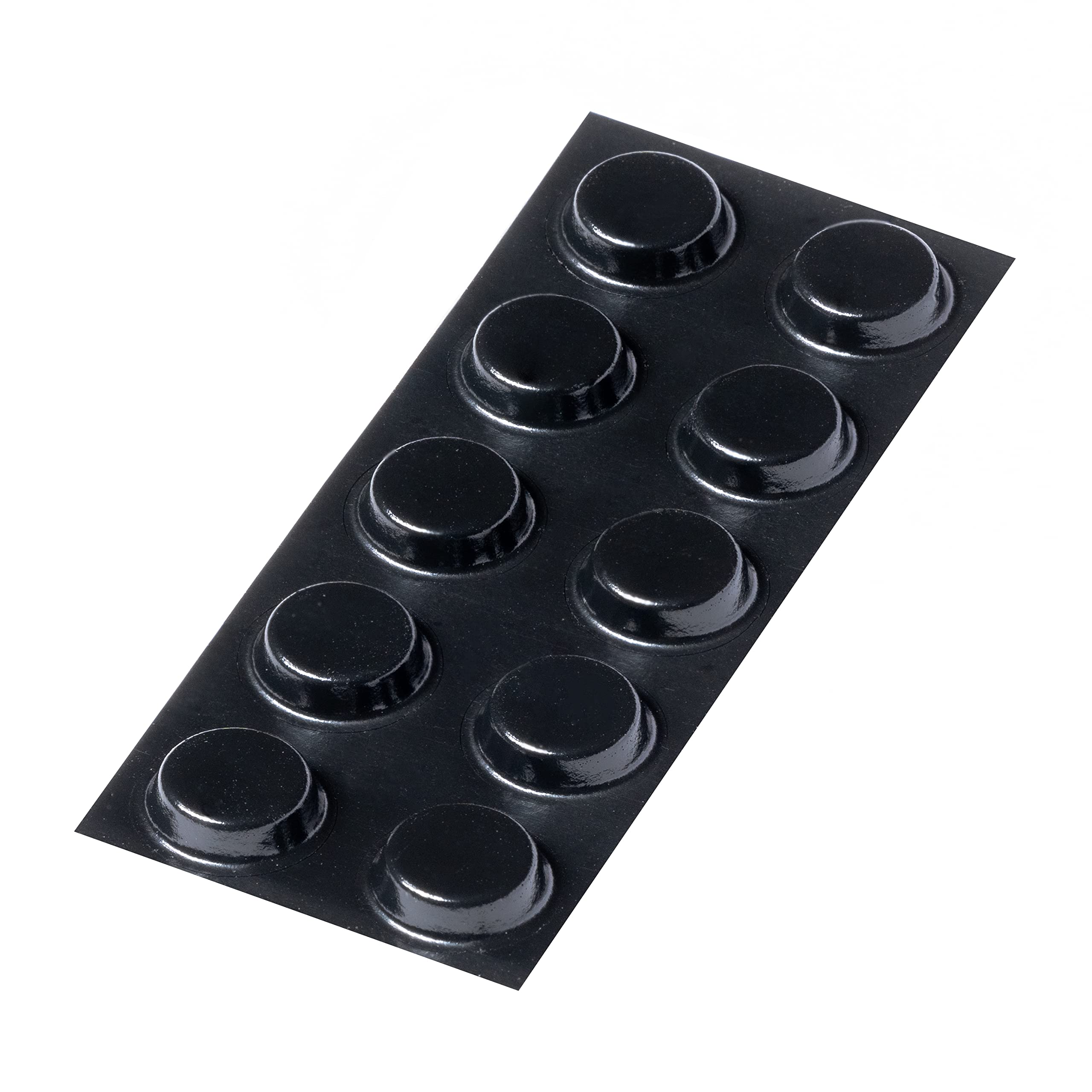 Black Flat Topped Self Adhesive Bumper Pads Stops Rubber Feet for Chopping Boards, Glass, Electronics, Crafts - 12.7mm x 3.5mm (10)