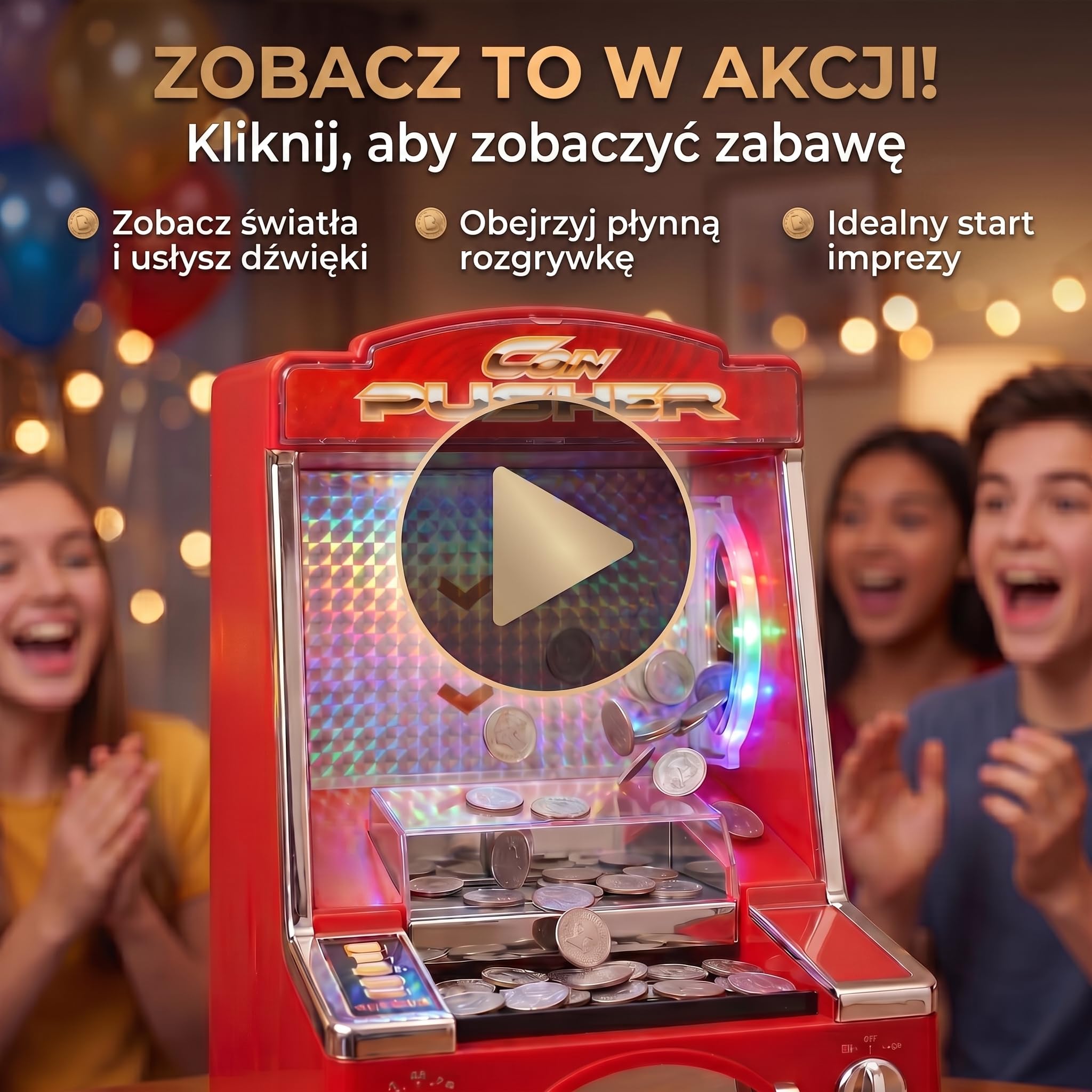 Automat do gry Coin Pusher; Automat do gry z efektami dźwiękowymi i świetlnymi kasyna