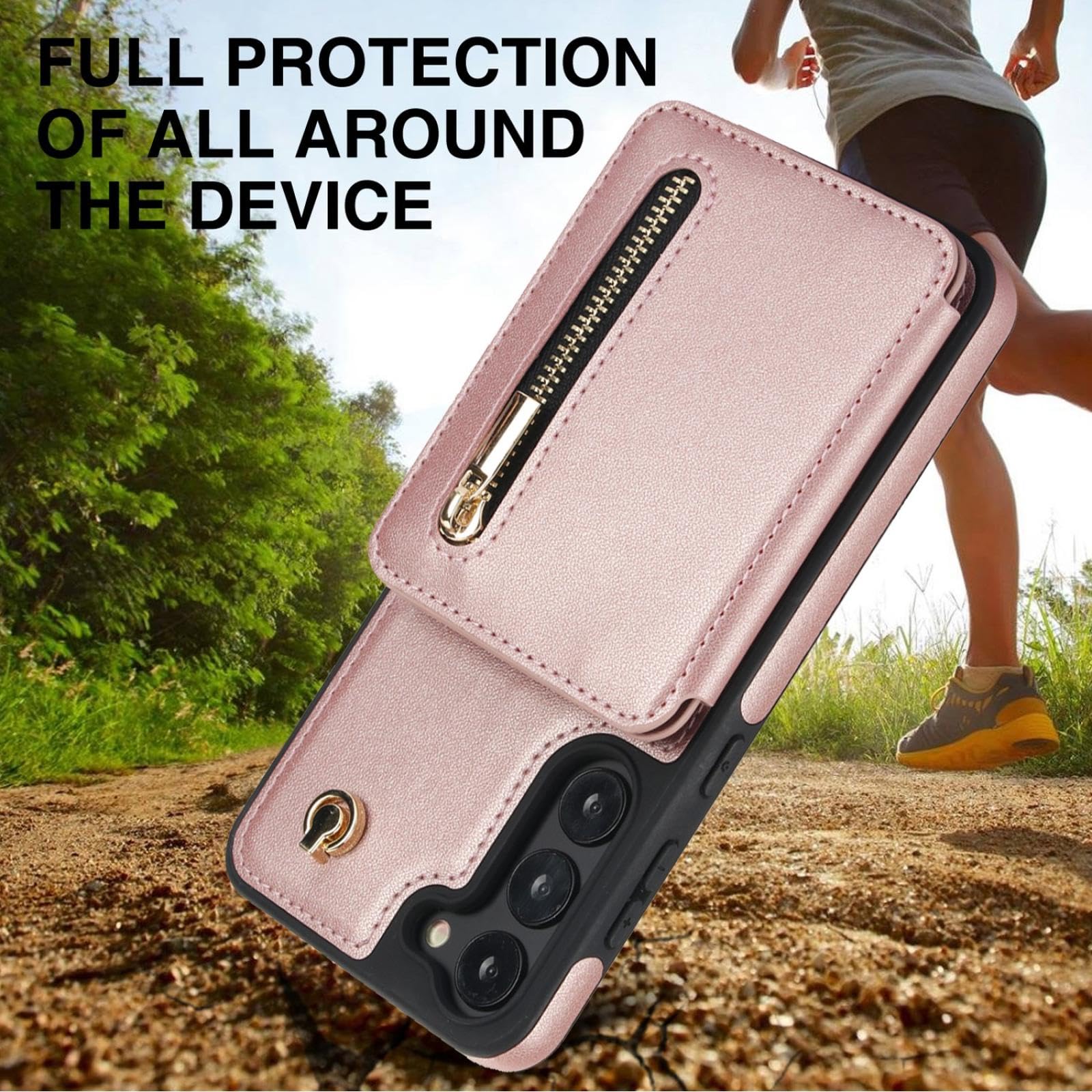 Etui do Samsung S22Ultra smycz crossbody, zamek błyskawiczny, karty, podpórka, kieszeń portmonetka pokrowiec (dla Samsung S22Ultra/ciemnofioletowy)