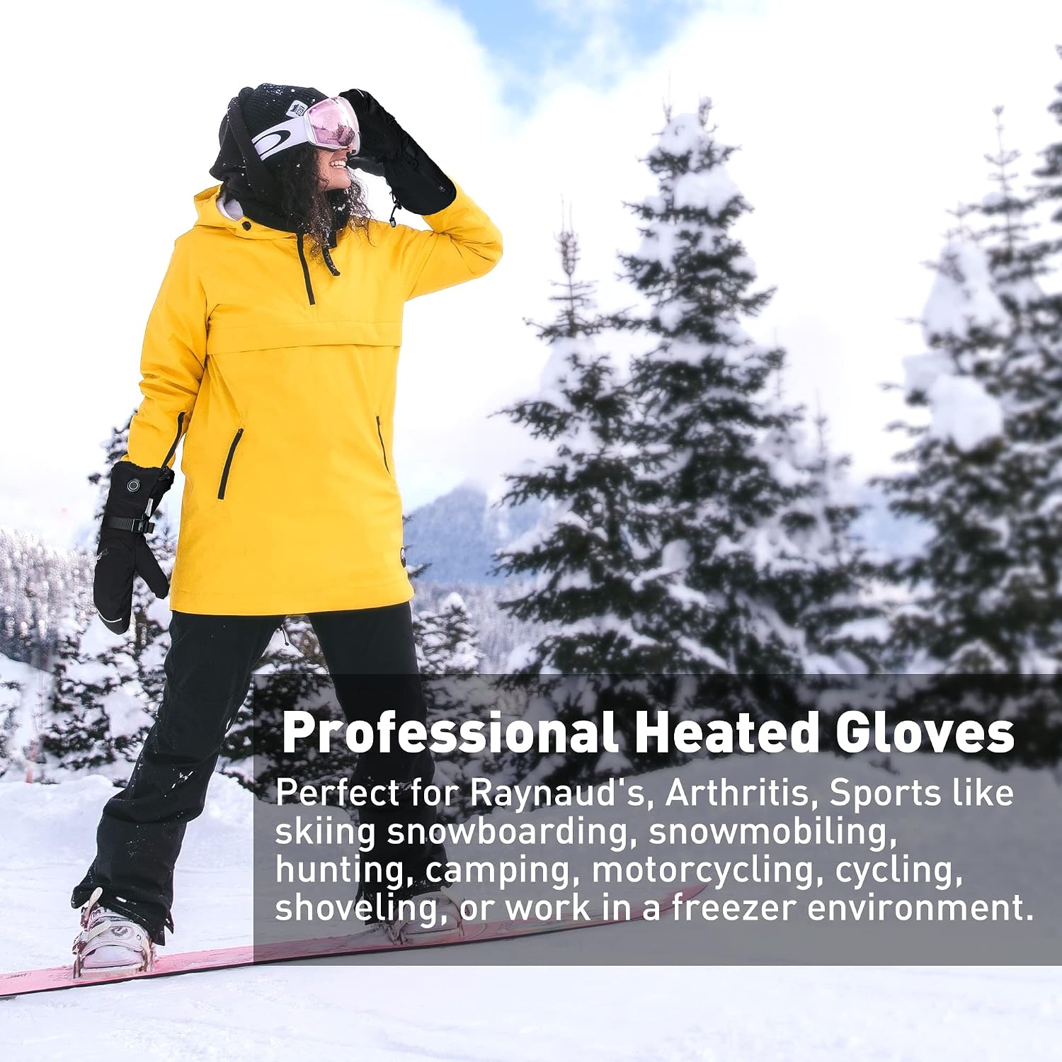 ThxToms Heated Mittens infographic with features