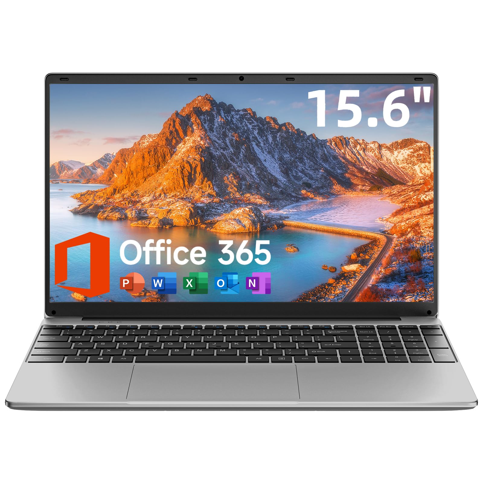 15.6 Inch Laptop with Office 365, 4GB RAM, 128GB Storage Expandable 1TB, 5205U Processor, HD Display, Windows 11 Laptops Computer, Wi-Fi 5, BT4.2, Numpad, Type-C, for Business and Students.