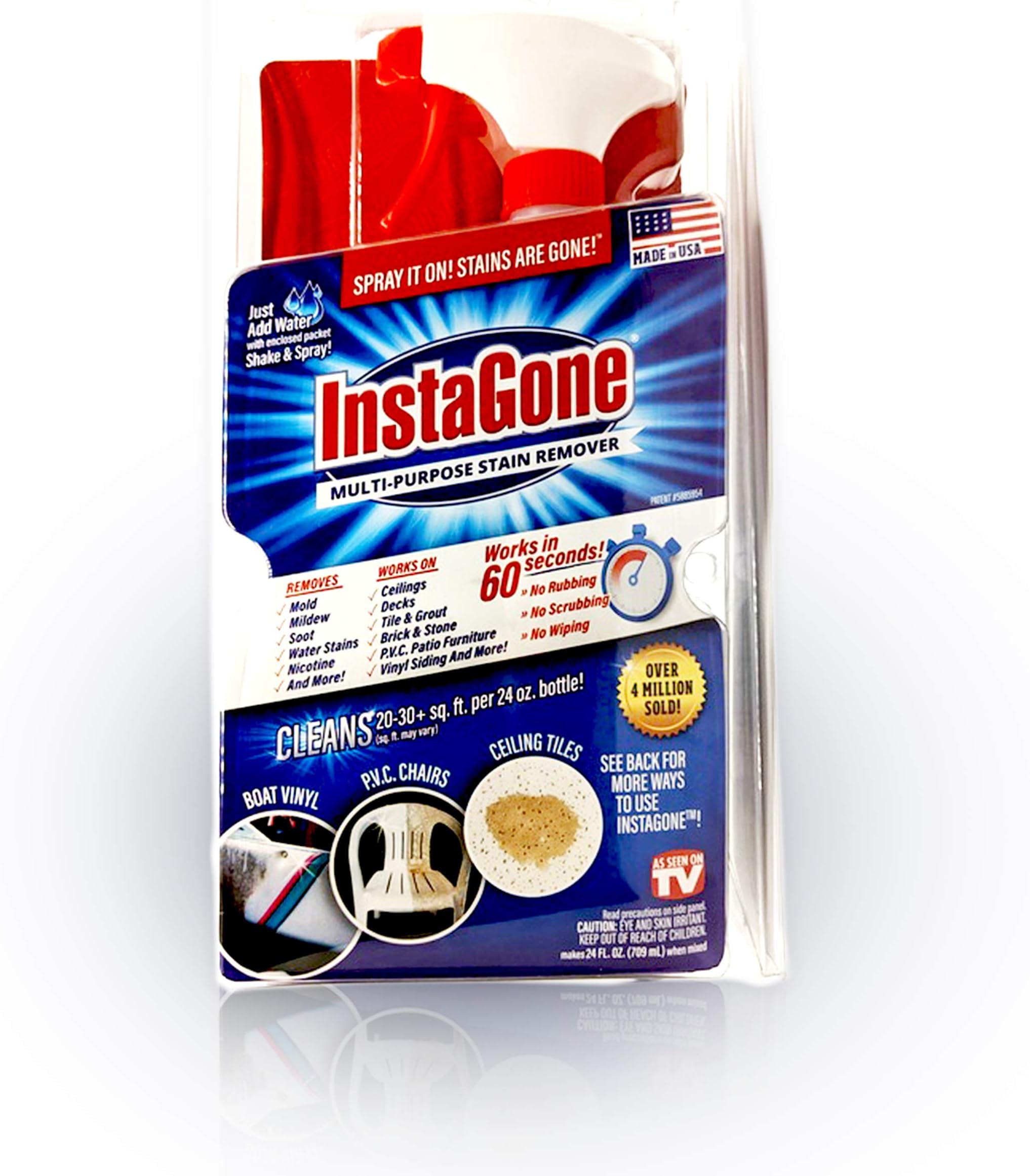 Instagone, Cleaning Supplies, All Purpose Cleaner, Trial Size, Includes 24 oz Bottle, Trigger Sprayer and 0.8oz Packet for Mixing, Easy to Use Spray Bottle, Household Cleaning, Multipurpose Cleaner