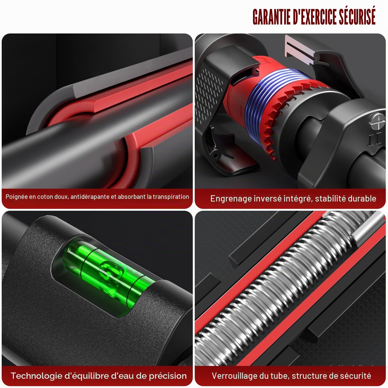 Barre de traction pour cadre de porte - Installation sans vis, réglable de 76-100cm, charge maximale 200kg - Barre de traction et de poussée multifonctionnelle pour gym à domicile et fitness
