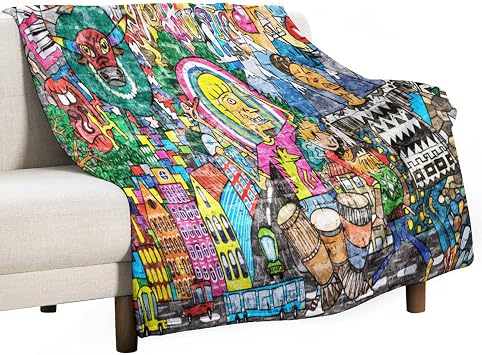 Graffiti Throw Blanket for Bed Sofa, 40"x50" Super Soft Warm Cozy Fluffy Plush Blanket, Abstract Hip Hop Street Culture Hippy Graffiti Flannel Couch Blanket for Travel Camping