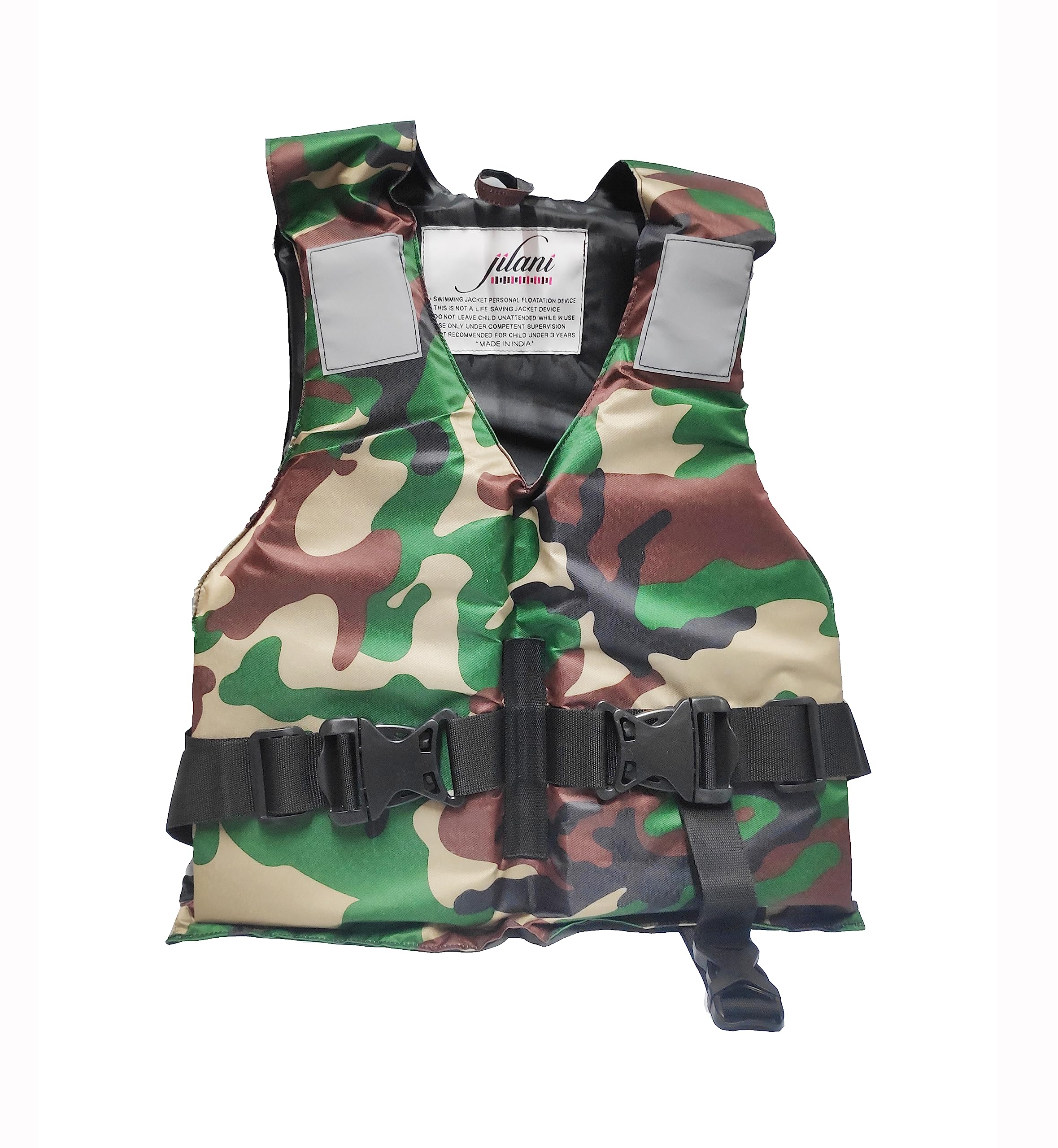 Jilani Polyester Army Life Saving Water Safety Floating Swimming Jacket for Kids Weight Capacity Up to 40Kg, Age 8-15 Years Military Color