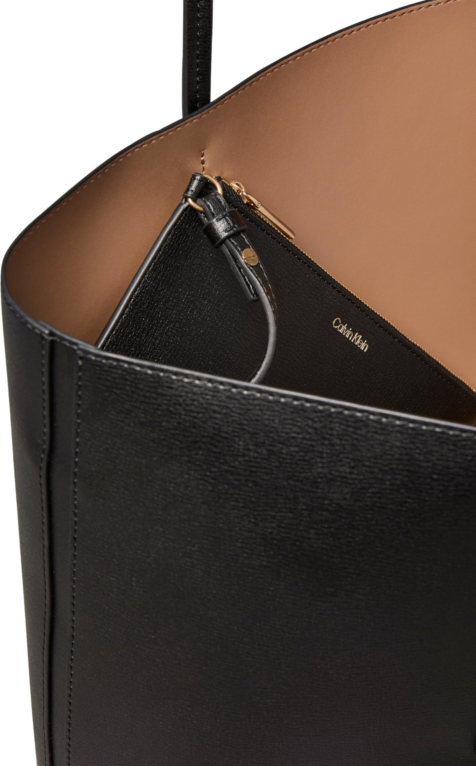 Calvin Klein Bolso Tote Mujer Foil Logo con bolsa extraíble, Negro (Black/Toasted Coconut), Talla Única