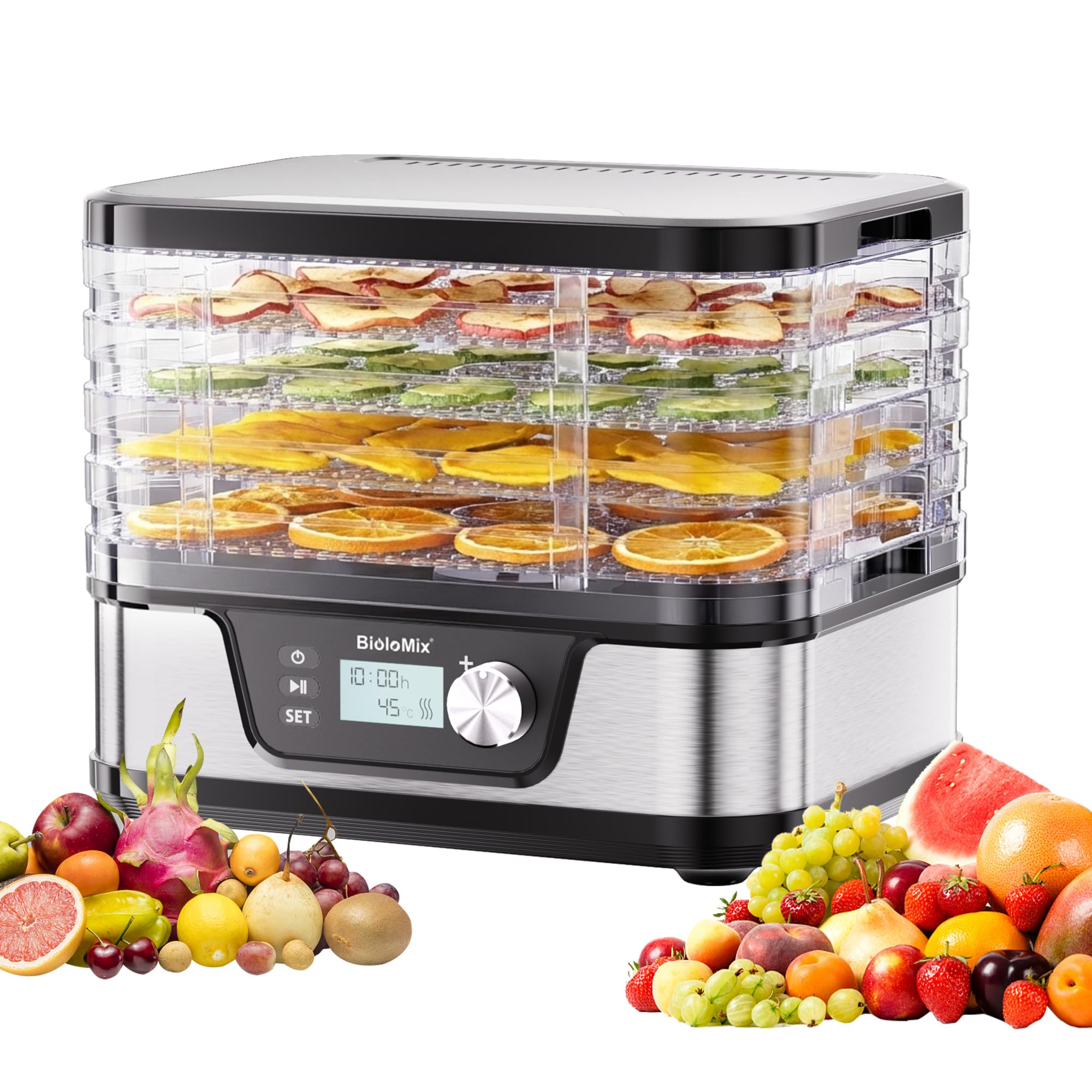 Biolomix 5 Trays Food Dehydrator,400W Fruit Dehydrator