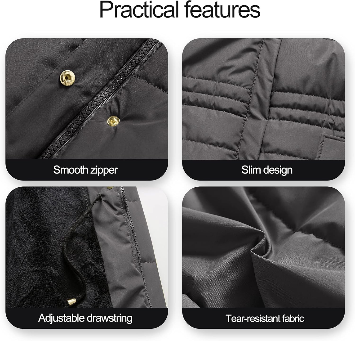 Chrisuno Women's Winter Warm Coats Puffer Jacket Long Drawstring Waterproof Snow Parka With Removable Faux Fur Trim Hood - Image 7