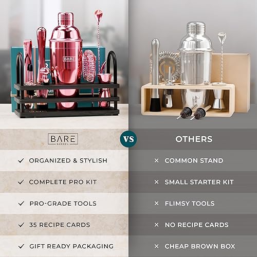 Miniatura 6 de Mixology - Kit de barman de oro rosa  Juego de coctelera para el hogar  Juego de coctelera de Martini  Kit de cóctel Kit de bar, kit de barman, kit