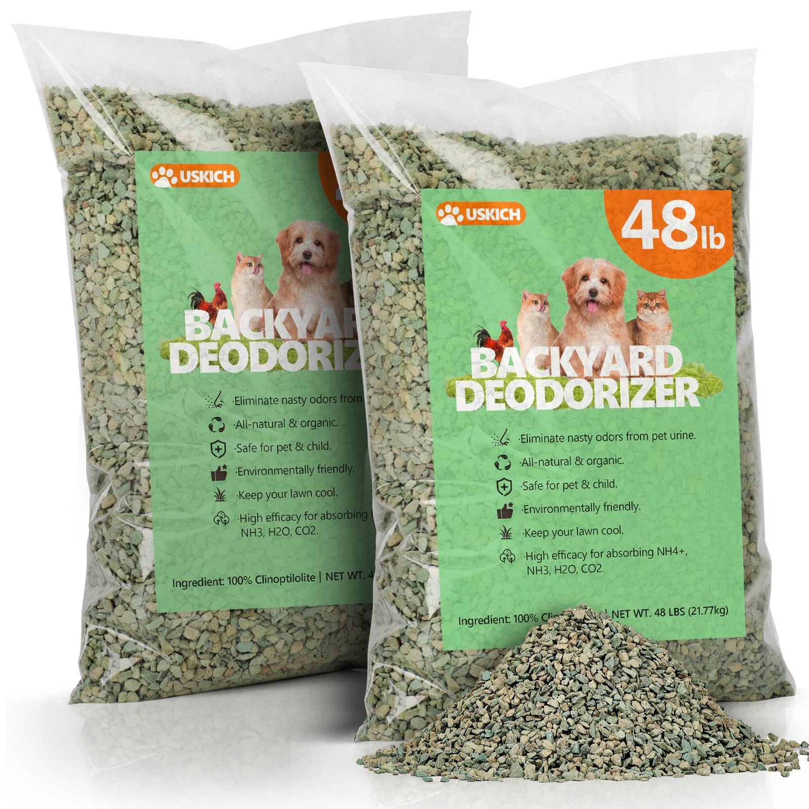 USKICH Backyard Deodorizer,48 lbs Yard Odor Eliminator,Eliminates Stool & Urine Odor on Potty Patches,Artificial Turf,Grass,Lawns,Patios,Concrete&