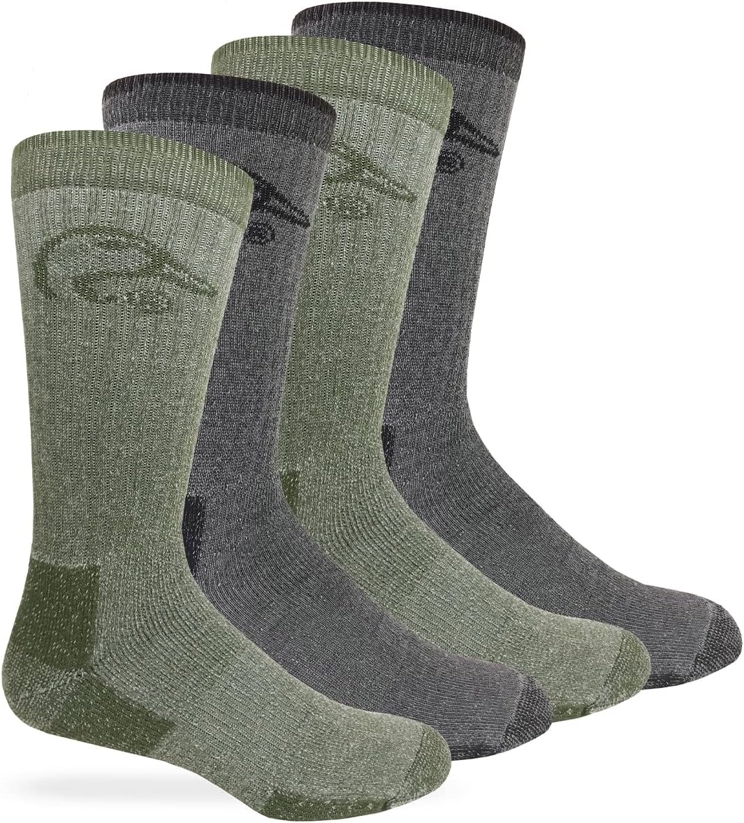 Ducks UnlimitedFull Cushion Wool Blend Socks, 4 Pair, Black/Olive, Large, W 9-12/M 9-13