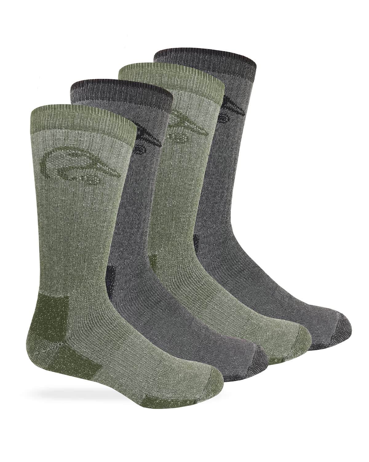Ducks UnlimitedFull Cushion Wool Blend Socks, 4 Pair, Black/Olive, Large, W 9-12/M 9-13