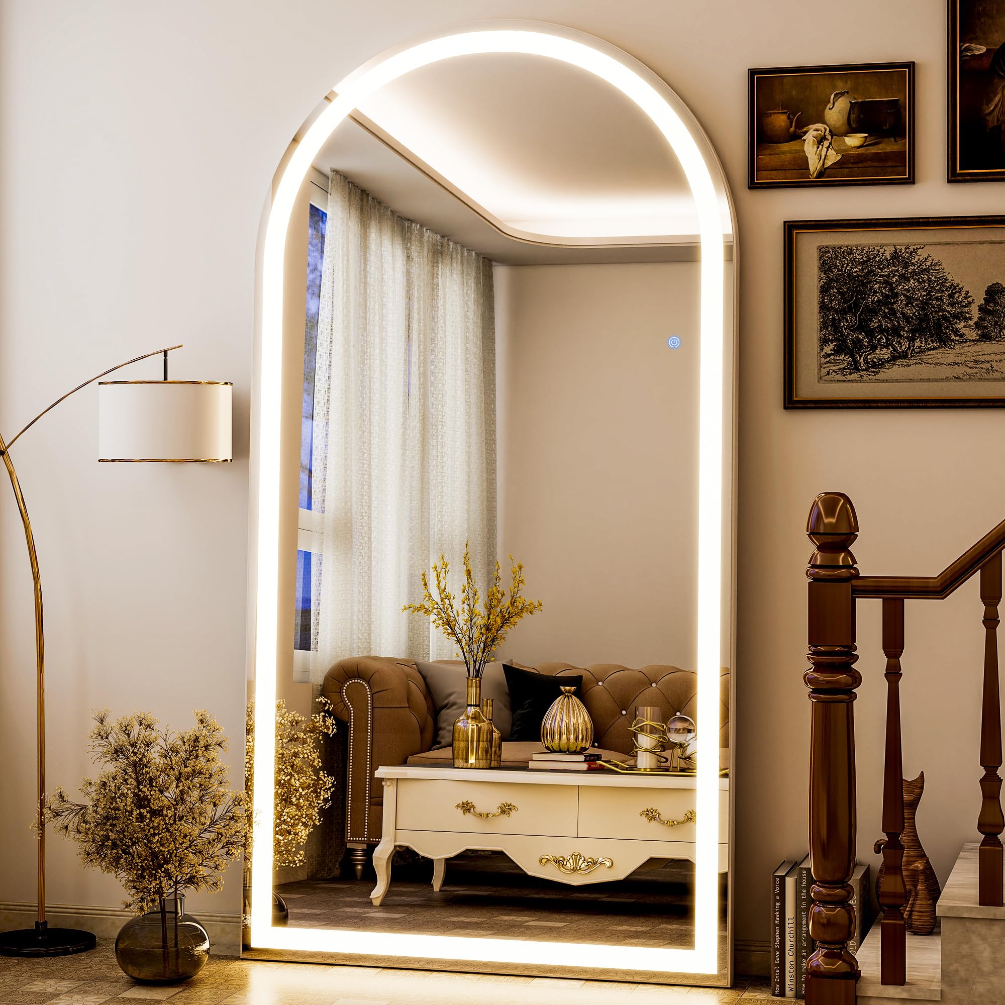 Koonmi Arched LED Full Length Mirror, 193 x 86 cm, Dimmable, White โ image 1