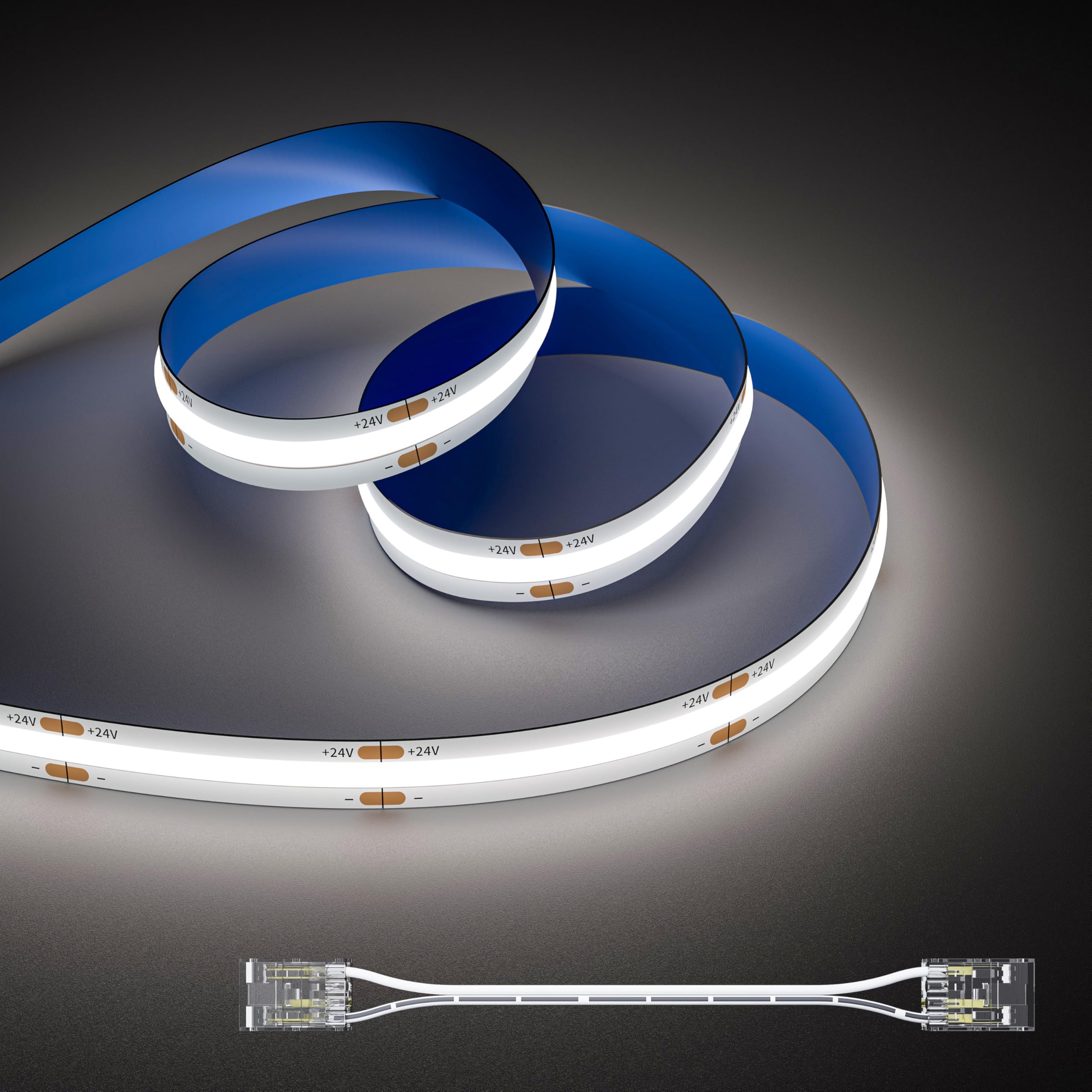 OULARA COB LED Streifen 10M,LED Strip Light KaltesWeiß 6000K DC24V LED Band CRI90+ für Schlafzimmer Küche DIY Beleuchtungsprojekt mit 8mm Cob Verbinder(Netzteil nicht im Lieferumfang enthalten)