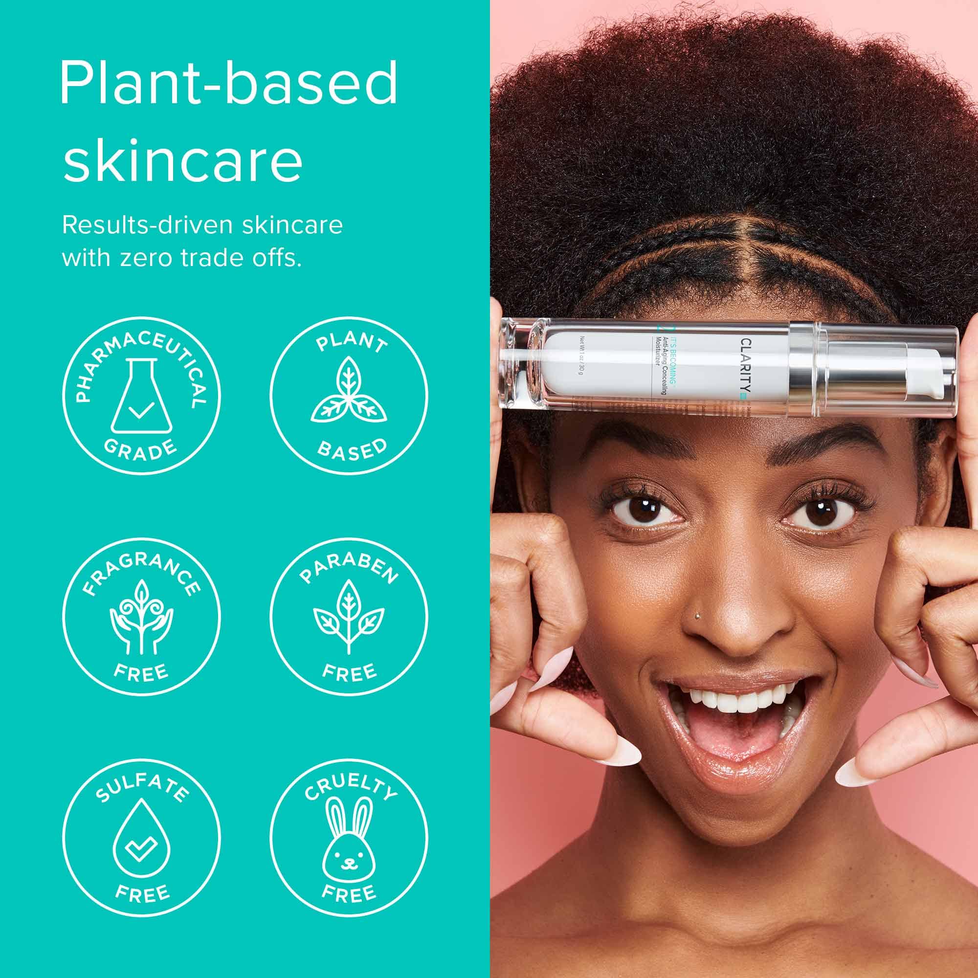 ClarityRx It's Becoming Anti Aging Tinted Moisturizer, Plant Based Concealer for All Skin Tones, Paraben Free, Natural Skin Care (1 oz)
