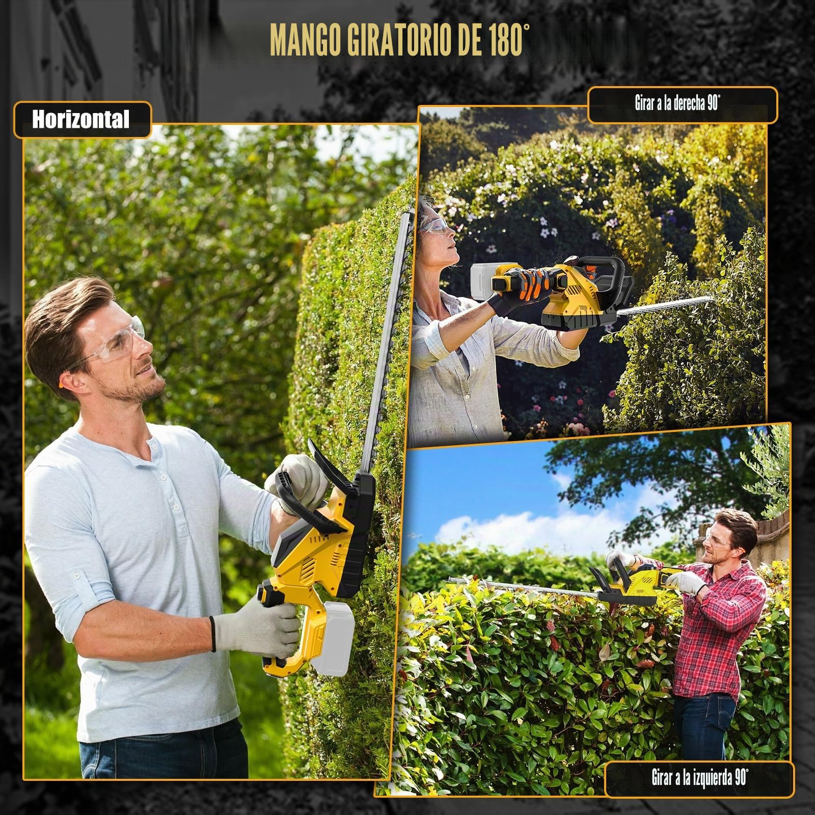 Cortasetos Compatible con Dewalt 20V Batería (sin Batería), Tijeras Eléctricas sin Escobillas de 3000RPM con Cuchilla de 52cm y Cabezal Giratorio de 180º
