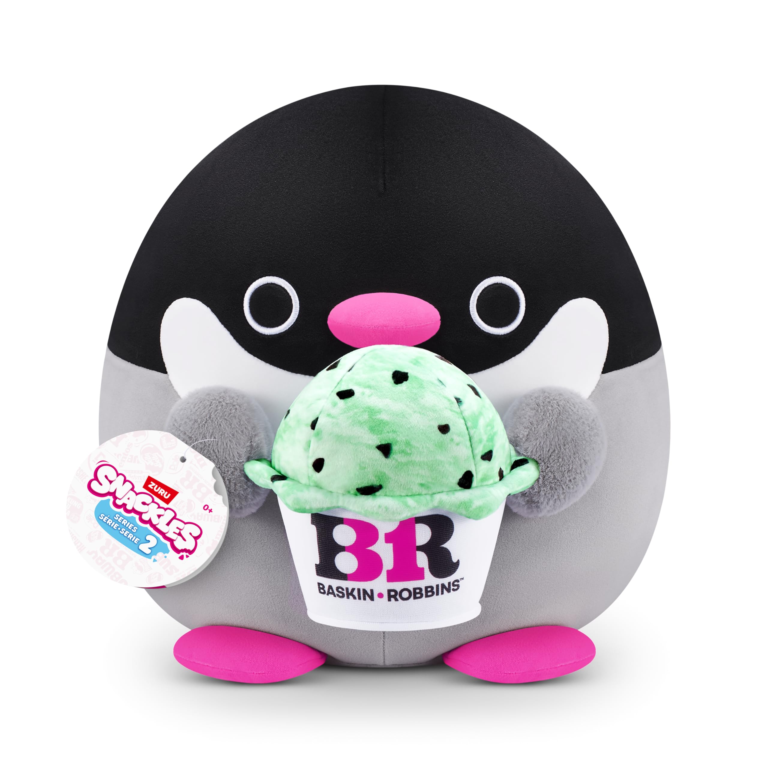Snackles Series 2 Penguin & Baskin-Robbin 14 Inch Plush by ZURU, Ultra Soft Plush, Collectible Plush with Real Licensed Brands, Stuffed Animal, Giftable