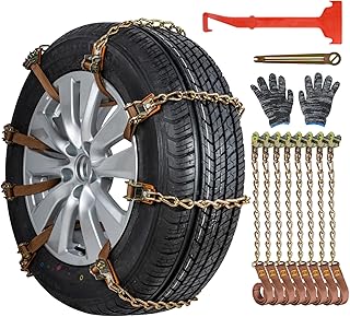 Qoosea Snow Chains Tire Chains for Car Trucks 8 Pieces Universal Thickened Manganese Steel Emergency Snow Tyre Chains Adjustable Tire Wheel Traction Chains for TPU Vans Vans Truck SUV Car
