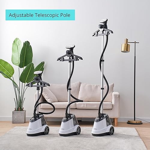 Miniatura 6 de True & Tidy Vaporizador profesional para ropa comercial con tanque de agua extra grande de 98 onzas, resistente con 3 ajustes de vapor, placa de