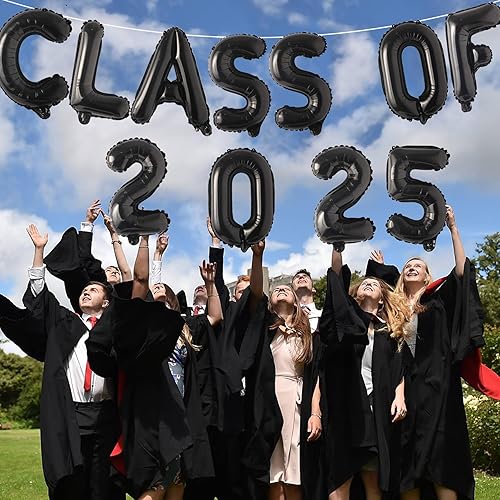 Miniatura 5 de Tellpet Banner de globos de la clase de 2023 para decoraciones de fiesta de graduación, color negro