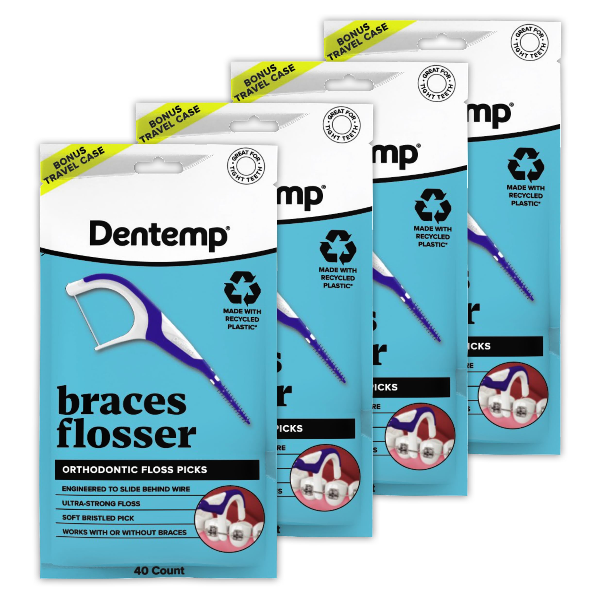 OrVance Braces Flosser - Designed for Braces for an Easy & Effective Clean, Ultra Strong Floss - 40 Count (Pack of 4) - (Packaging May Vary)