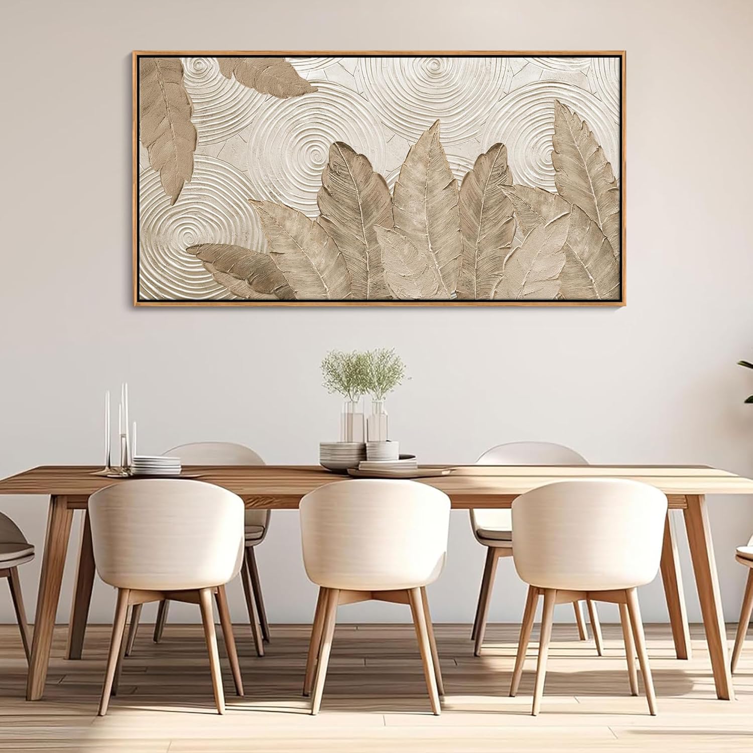 Minimalist & Modern Art for Bedroom Decor Framed Abstract Artwork for Walls Neutral & Contemporary Beige Wall art - Artwork for Living Room and Boho Style Large Abstract Wall Art 24×48IN 48"L x 24"W beige