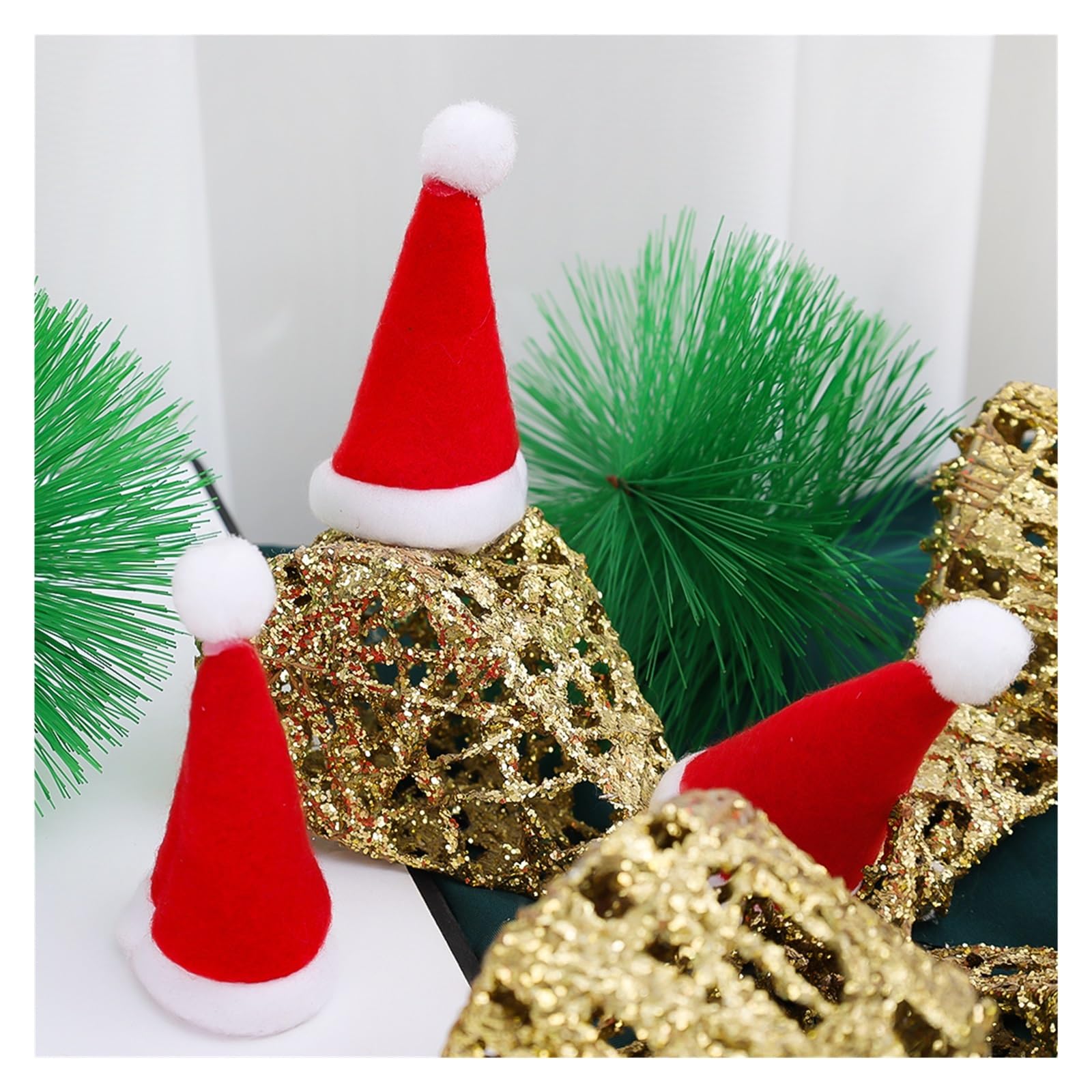 Borsa portaposate di Natale, cappello di Babbo Natale, tappo per bottiglia di vino, coltello e tasca per forchetta, decorazione da tavola per festa di Natale e Capodanno (rosso, 100 pezzi)