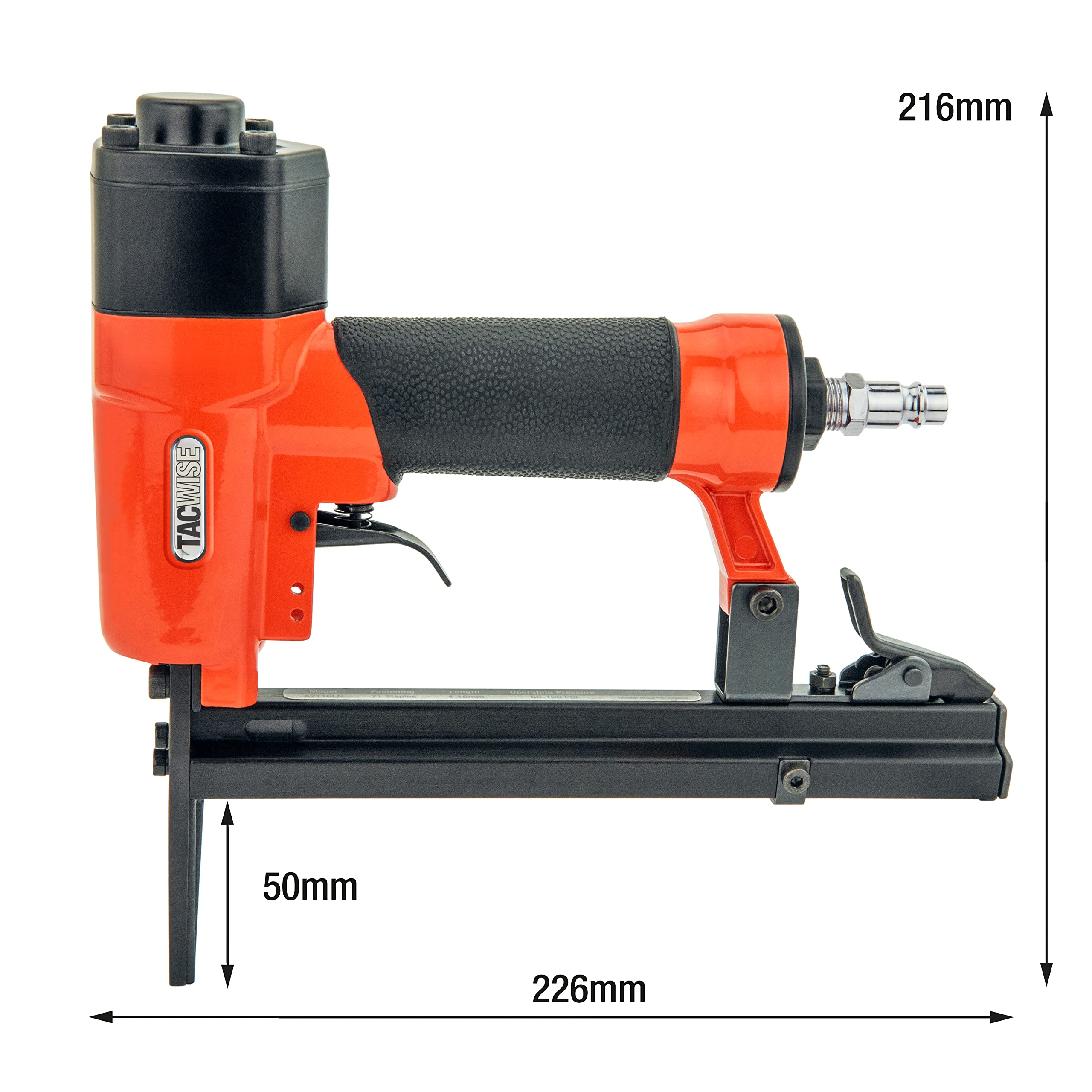 Tacwise A8016LN Graffatrice Pneumatica per Tappezzeria con Naso Extra Lungo, Utilizza Punti Tipo 80 da 4 mm a 16 mm