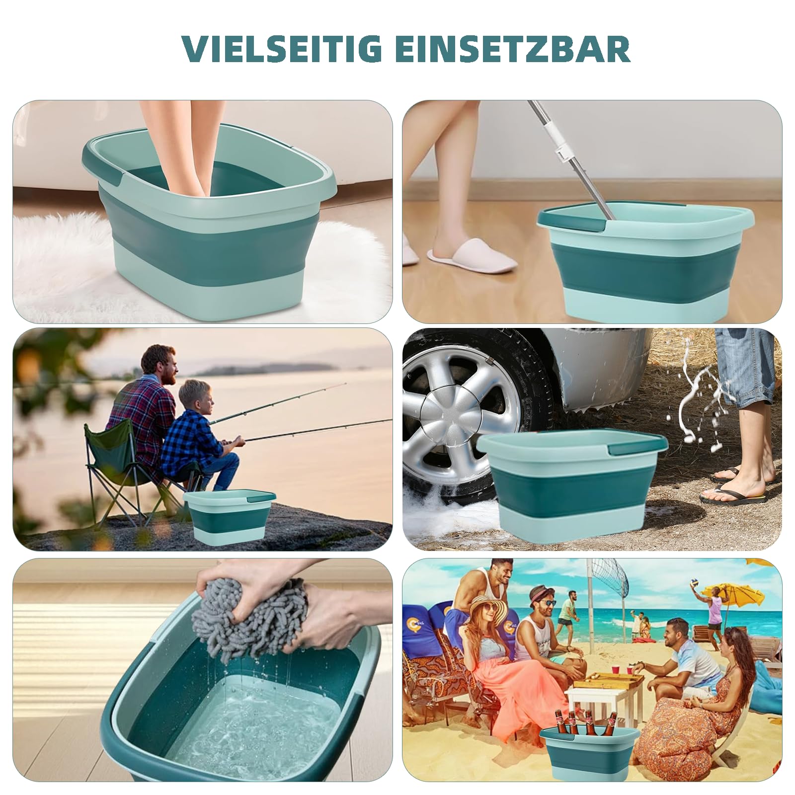 Bain de Pieds Pliable avec Massage – Bassine Spa Pieds avec Poignée pour Relaxation et Soins des Pieds, Bassine Massage Pieds Compacte pour Maison (Vert)