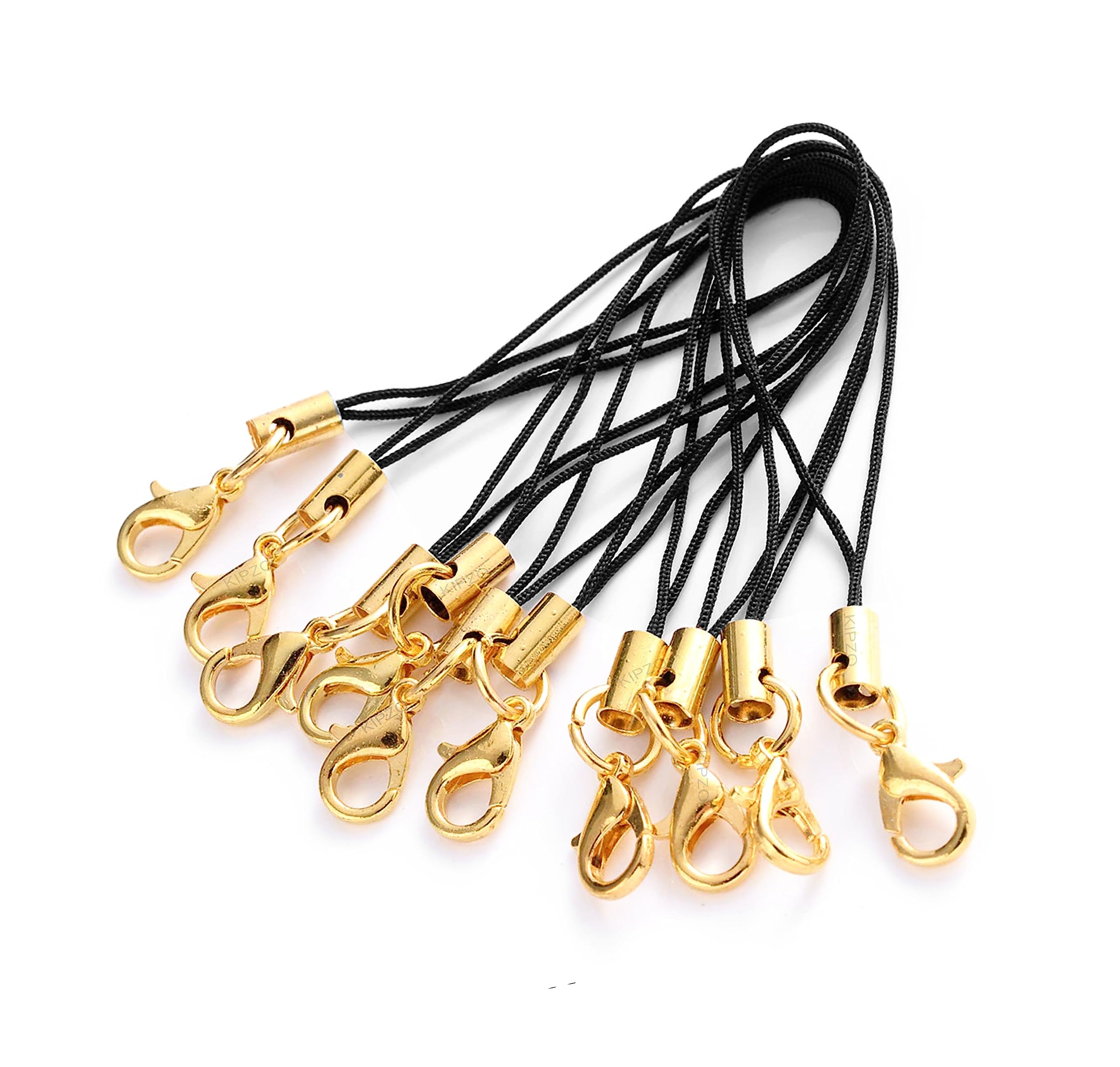 KIPZO® Black Pack of 10 pcs Phone Strap Charm lobster clasp for