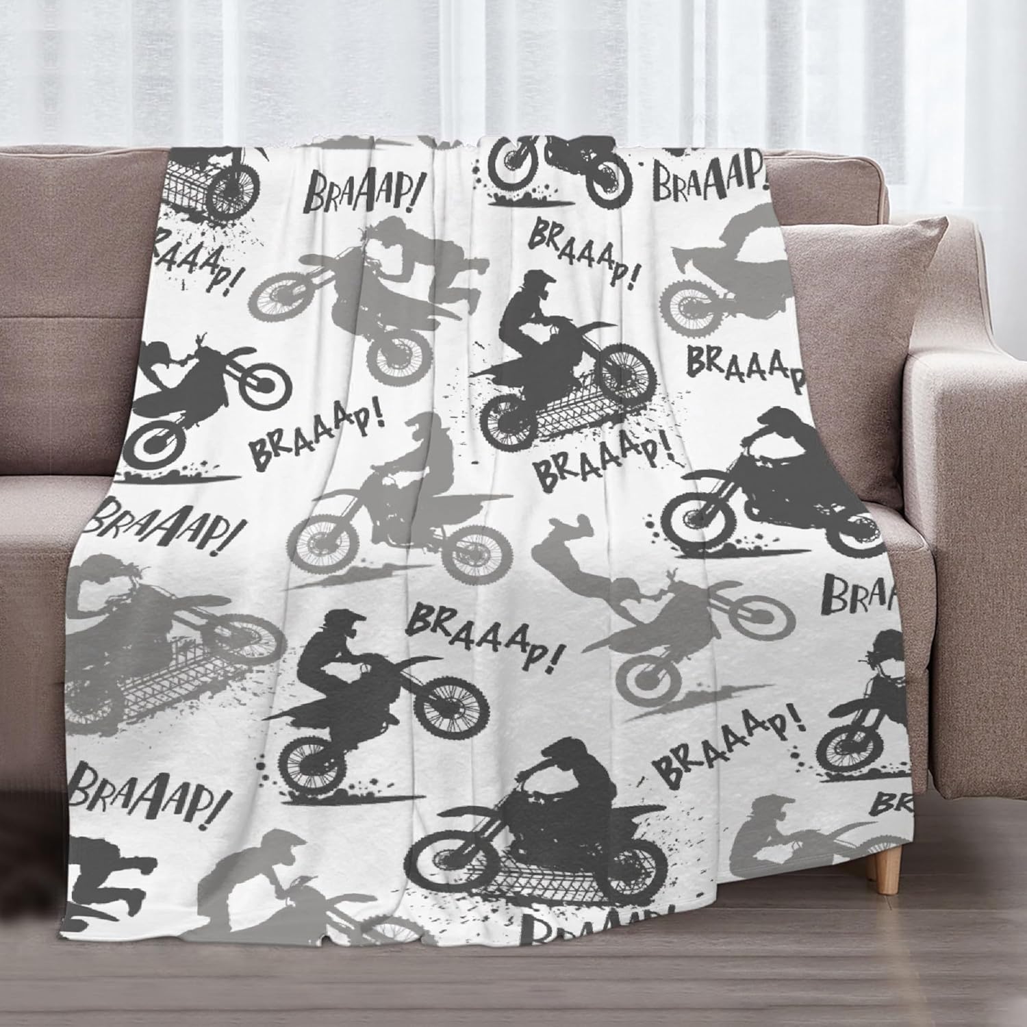 Dirt Bike Blanket Gifts,Ultra Soft Motorbike Throw Blanket| Gifts for Extreme Sports Motorcycle Lover,Motorcycle Blanket Decor for Sofa Bed Couch for All Season,40"x50"-Kids/Throw Size - Image 2