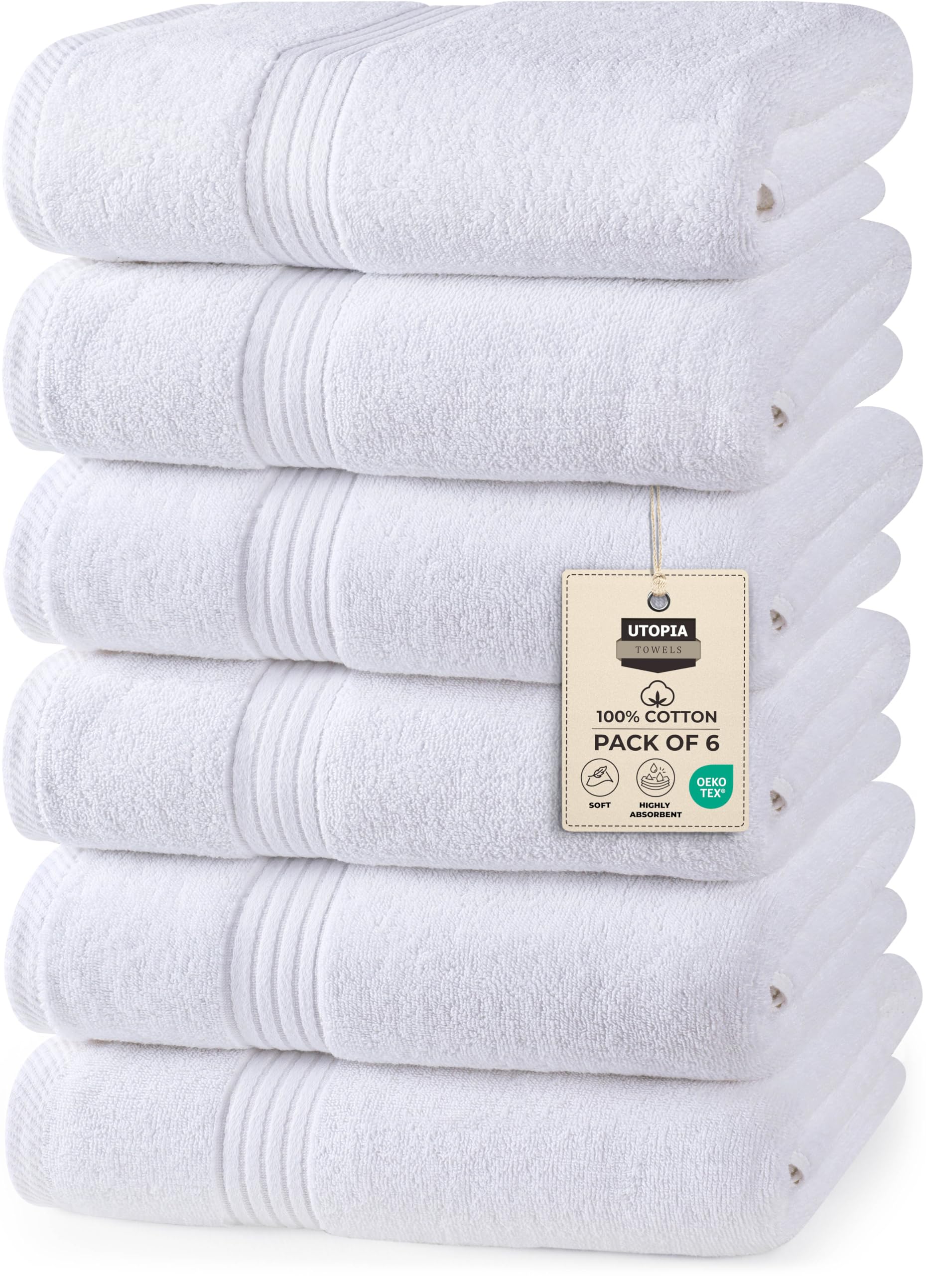 Utopia Towels 3 Piece Luxury Hand Towels Set, (16 x 28 inches) 100% Ring Spun Cotton, Lightweight and Highly Absorbent 600GSM Towels for Bathroom, Travel, Camp, Hotel, and Spa (White)