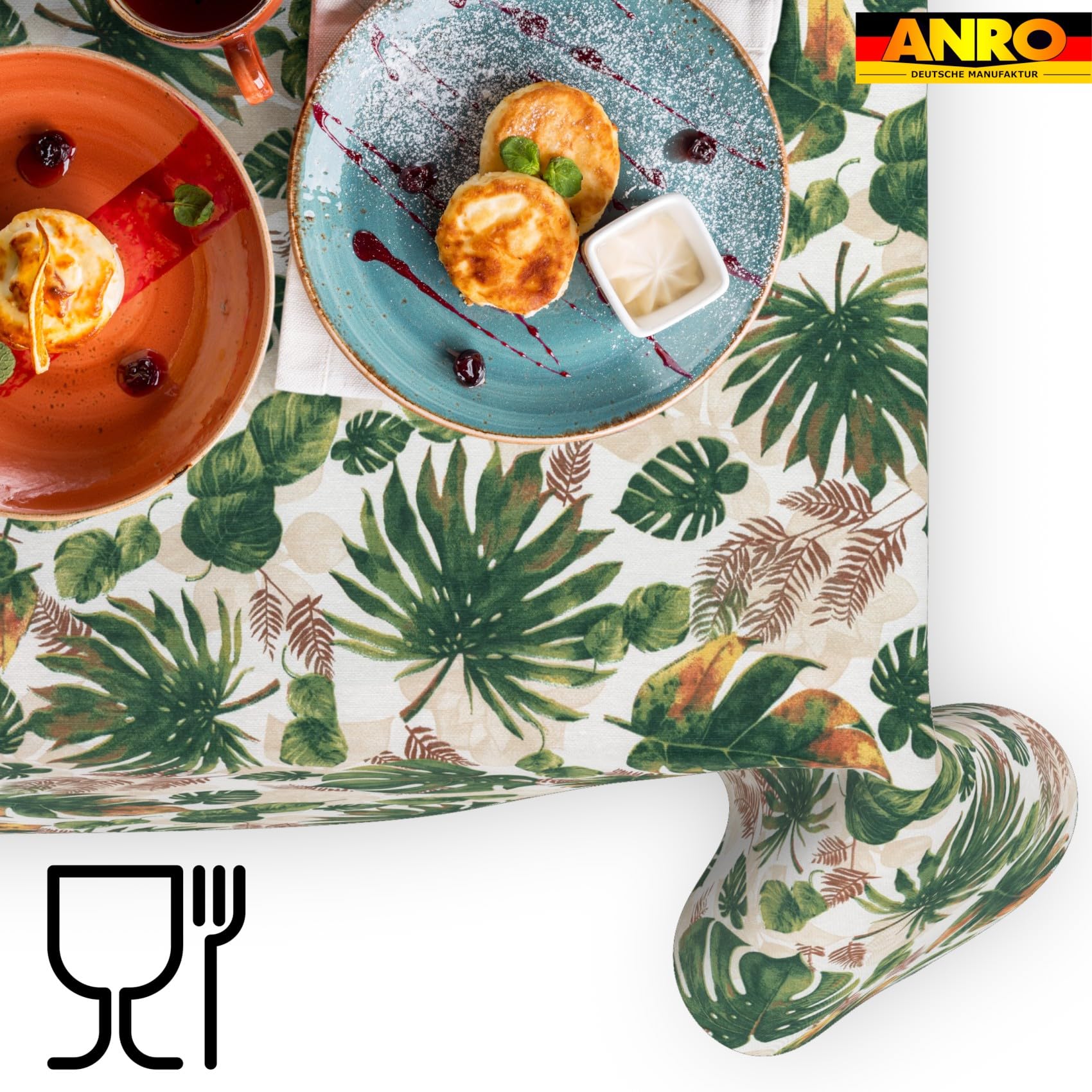 Mantel lavable, fácil de limpiar, de algodón y poliéster, antimanchas, para jardín, 350 x 140 cm, para interior y exterior