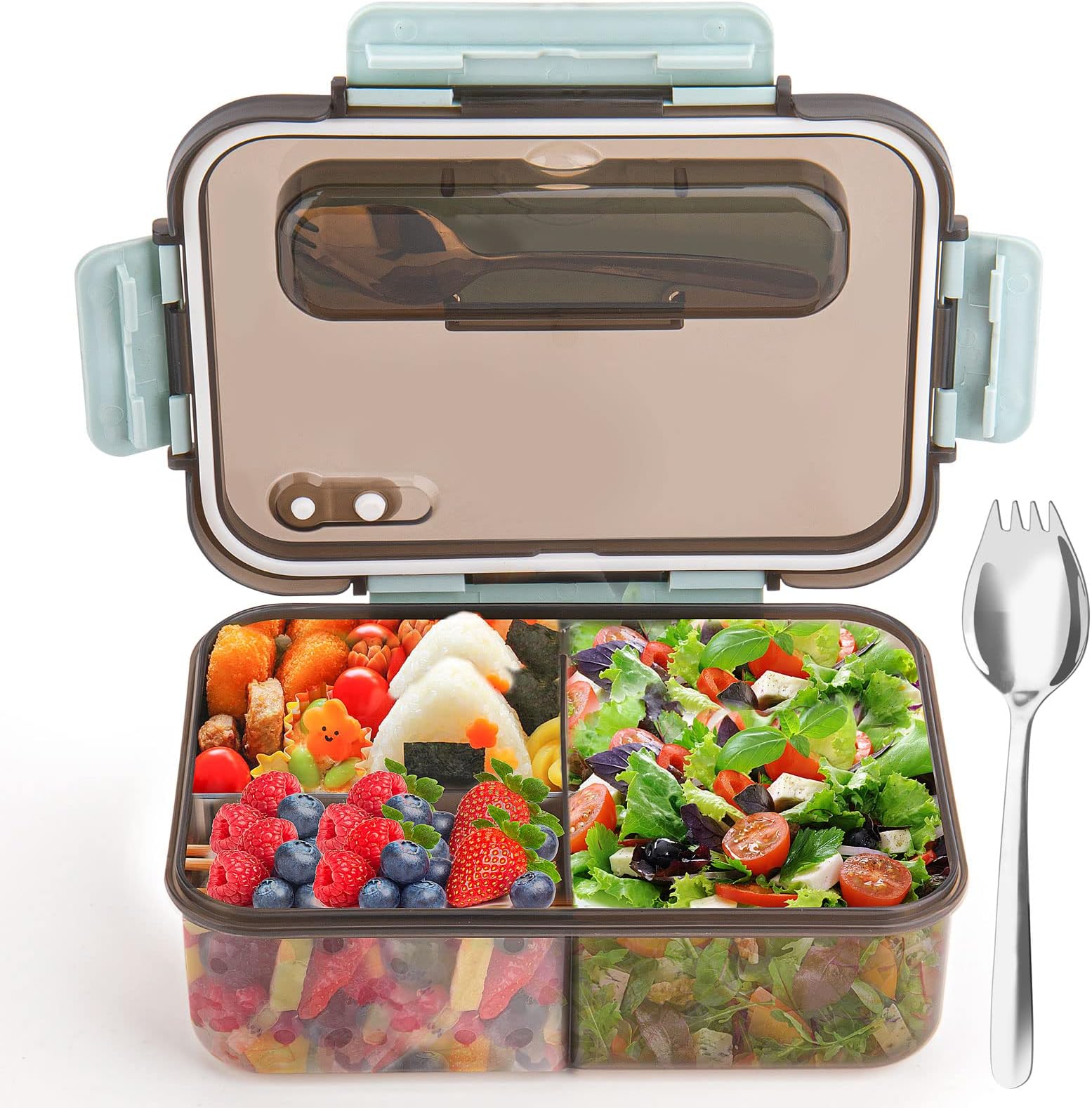 Bento box adult, kids,1500ML for lunch,Microwave & Dishwasher & Freezer Safe, BPA Free (BLACK)