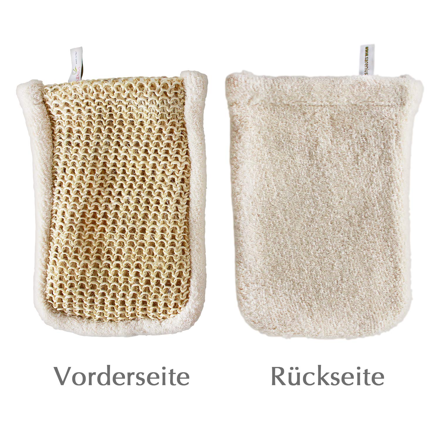 Sisal Set in Bio-Qualität. Massagegurt & Peelinghandschuh für Massagen | Für Nassmassagen & Trockenmassagen geeignet. Peeling mit Rückenschrubber & Massagehandschuh. Für Wellness & Pflege