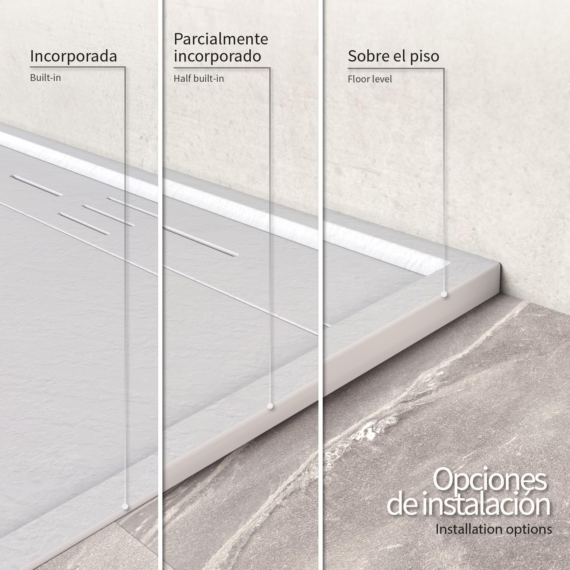 SMC Duschwanne HIEMAL 70x150 cm Weiß RAL9016 extra flache robuste Duschtasse, ANTI-Rutsch-Oberfläche in Schieferoptik inkl. Ablaufgarnitur